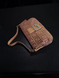 Fendi Pink and Gold Metallic Lurex Ombre Zucca Baguette