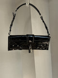 Burberry black patent leather lock shoulder bag