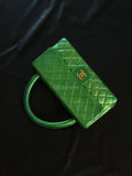 Chanel Coco Mark Matelasse Bag Parents Only Handbag Green Gold Leather