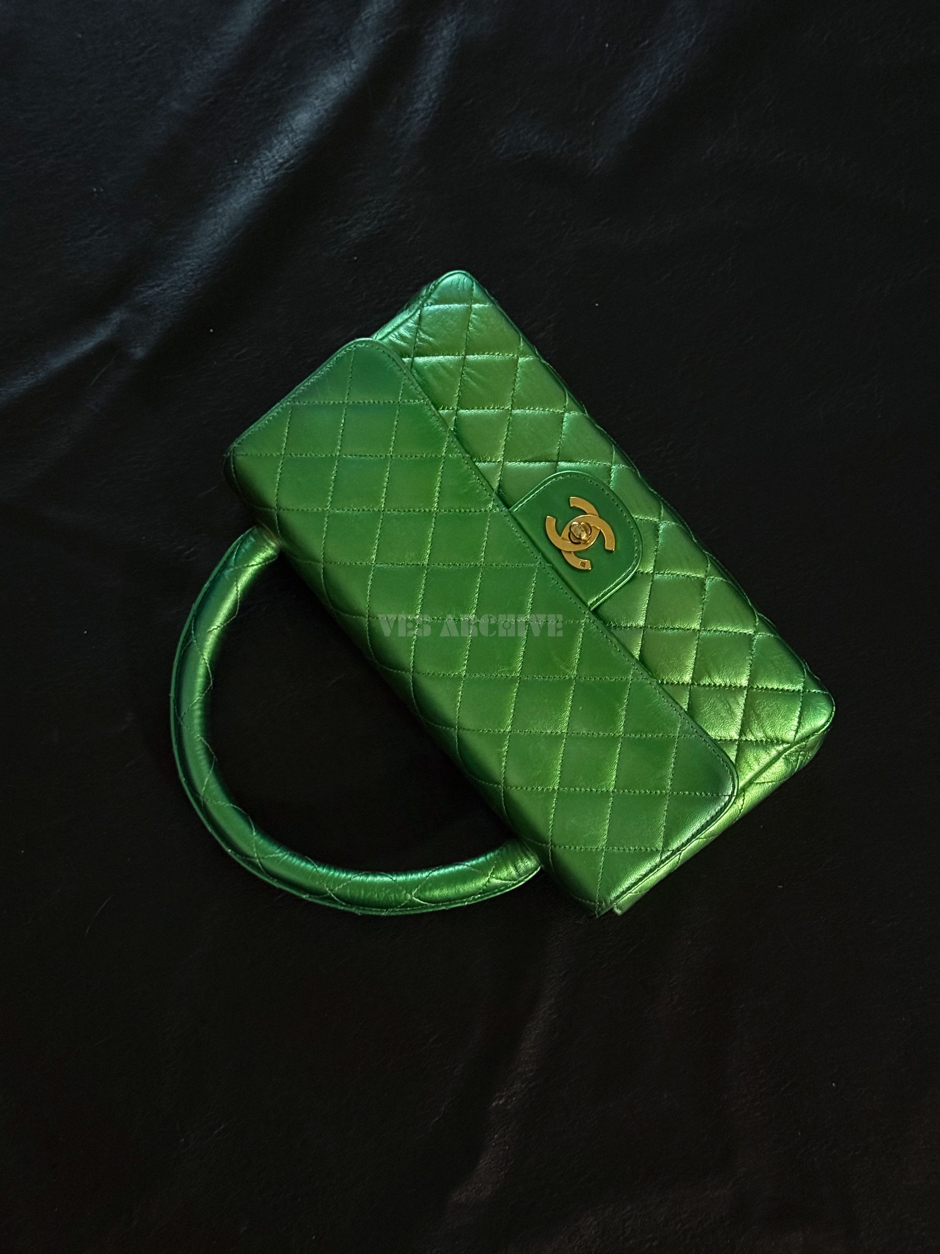 Chanel Coco Mark Matelasse Bag Parents Only Handbag Green Gold Leather