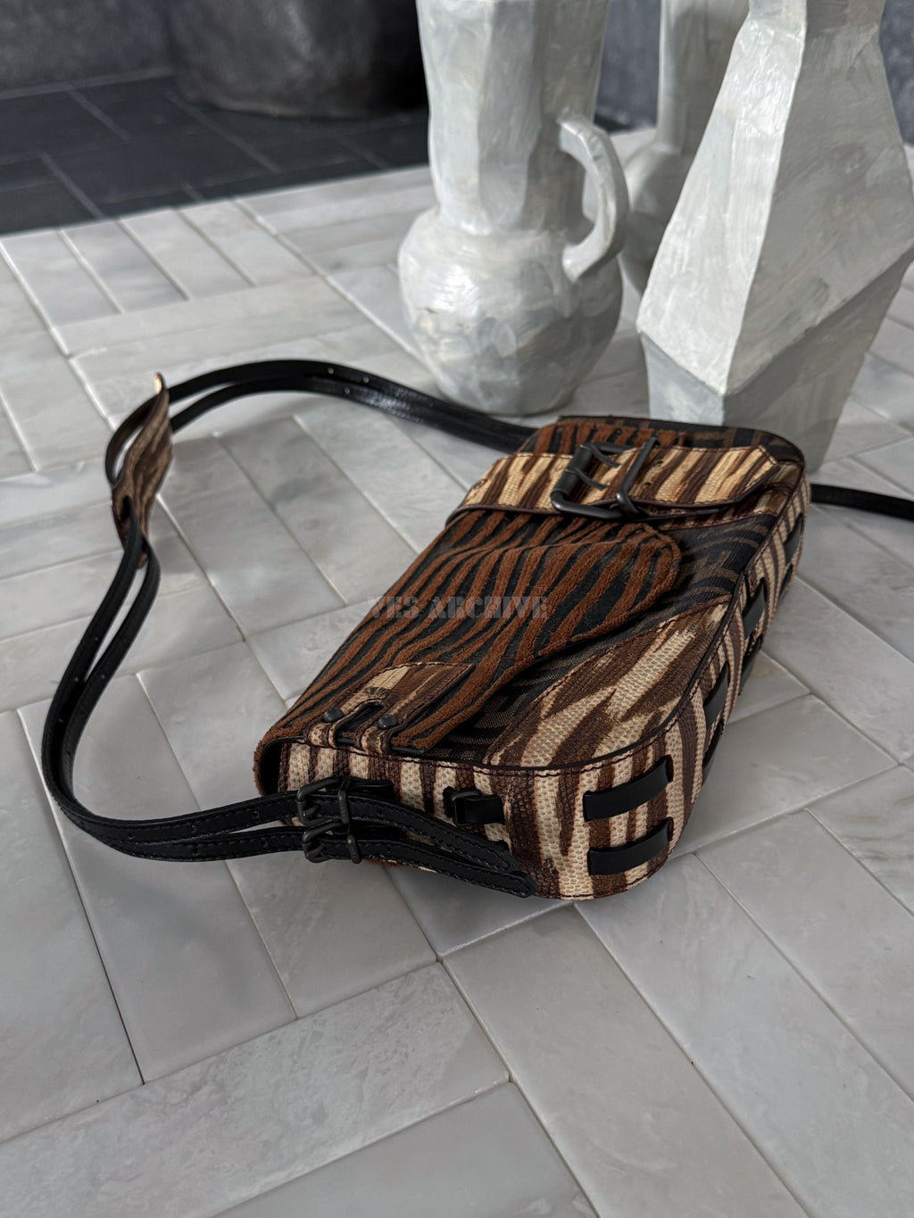 Fendi Zucca limited-edition zebra-print patchwork Baguette bag.