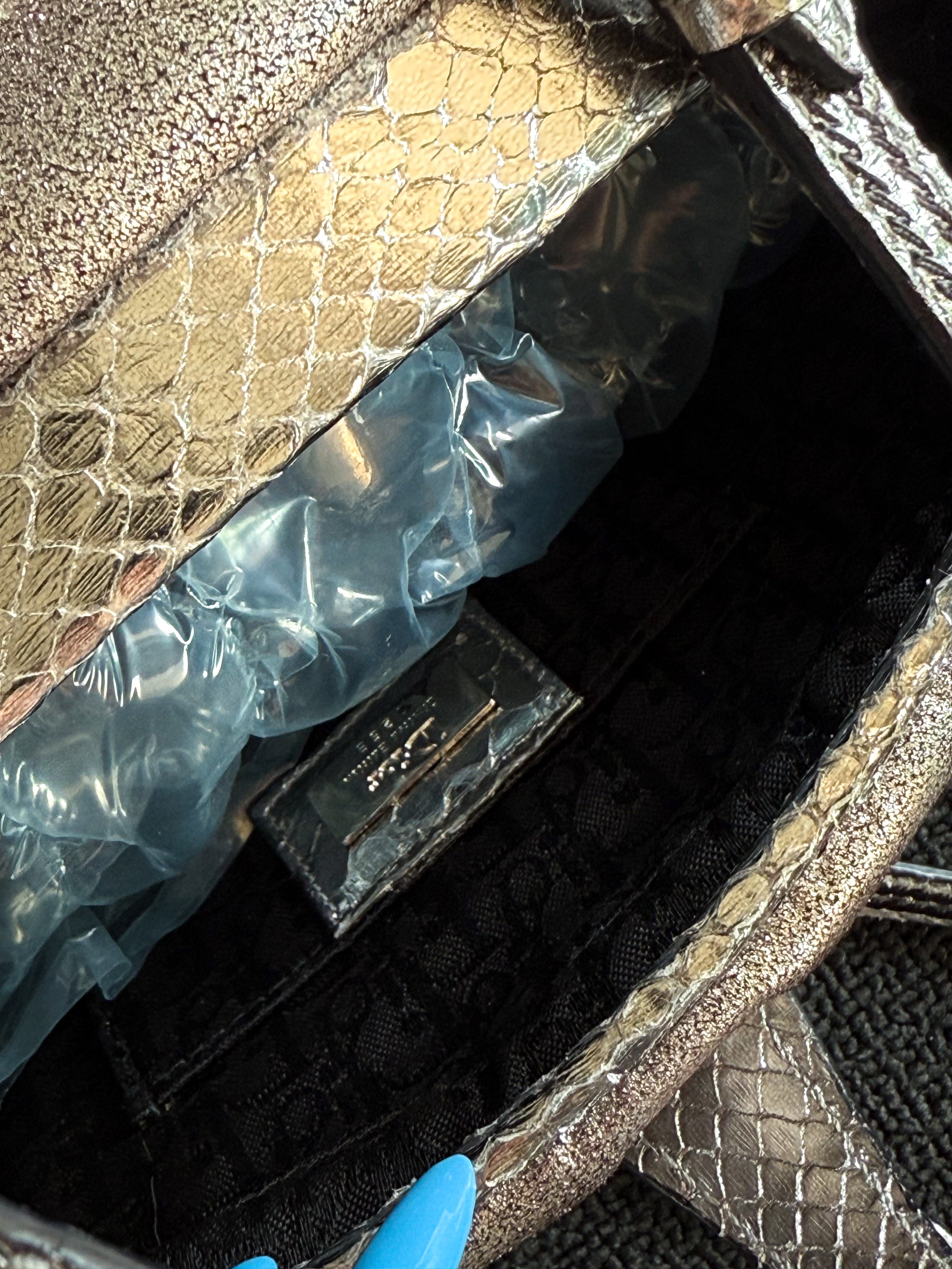 Dior silver snakeskin Limited edition  Detective clasp bag