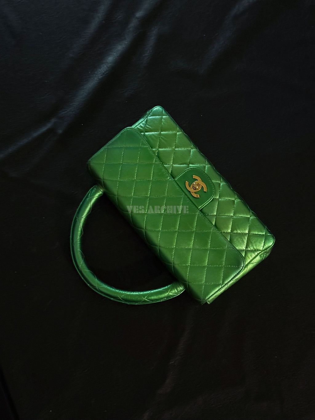 Chanel Coco Mark Matelasse Bag Parents Only Handbag Green Gold Leather