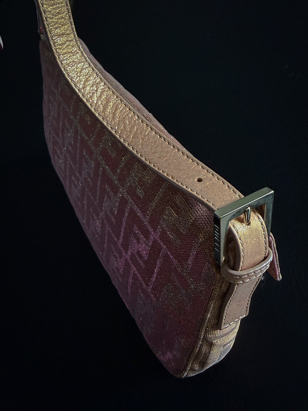 Fendi Pink and Gold Metallic Lurex Ombre Zucca Baguette