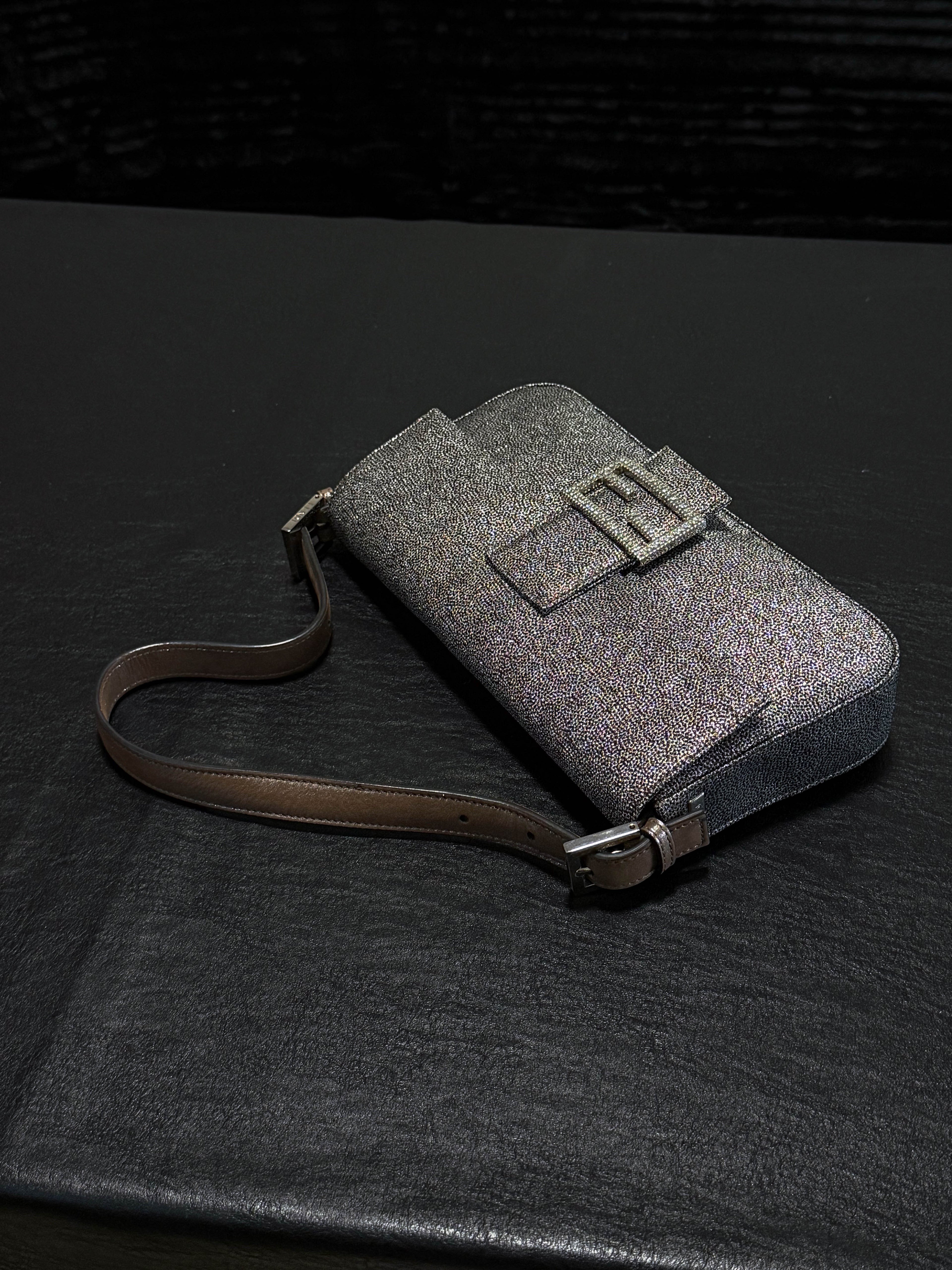 Fendi Baguette Bag Fabric with Crystal Detail