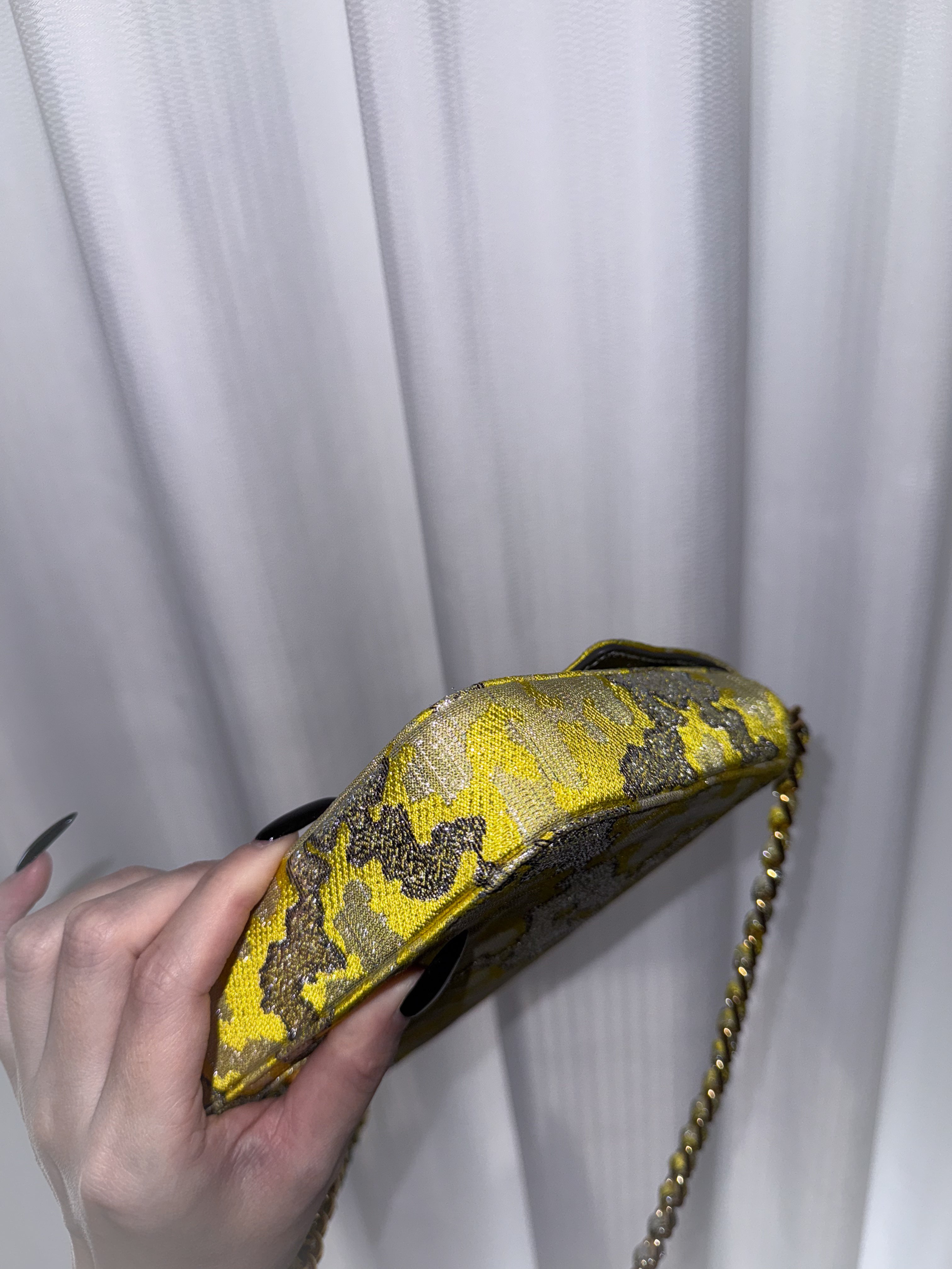 Prada gold-thread embroidered brocade satin shoulder bag