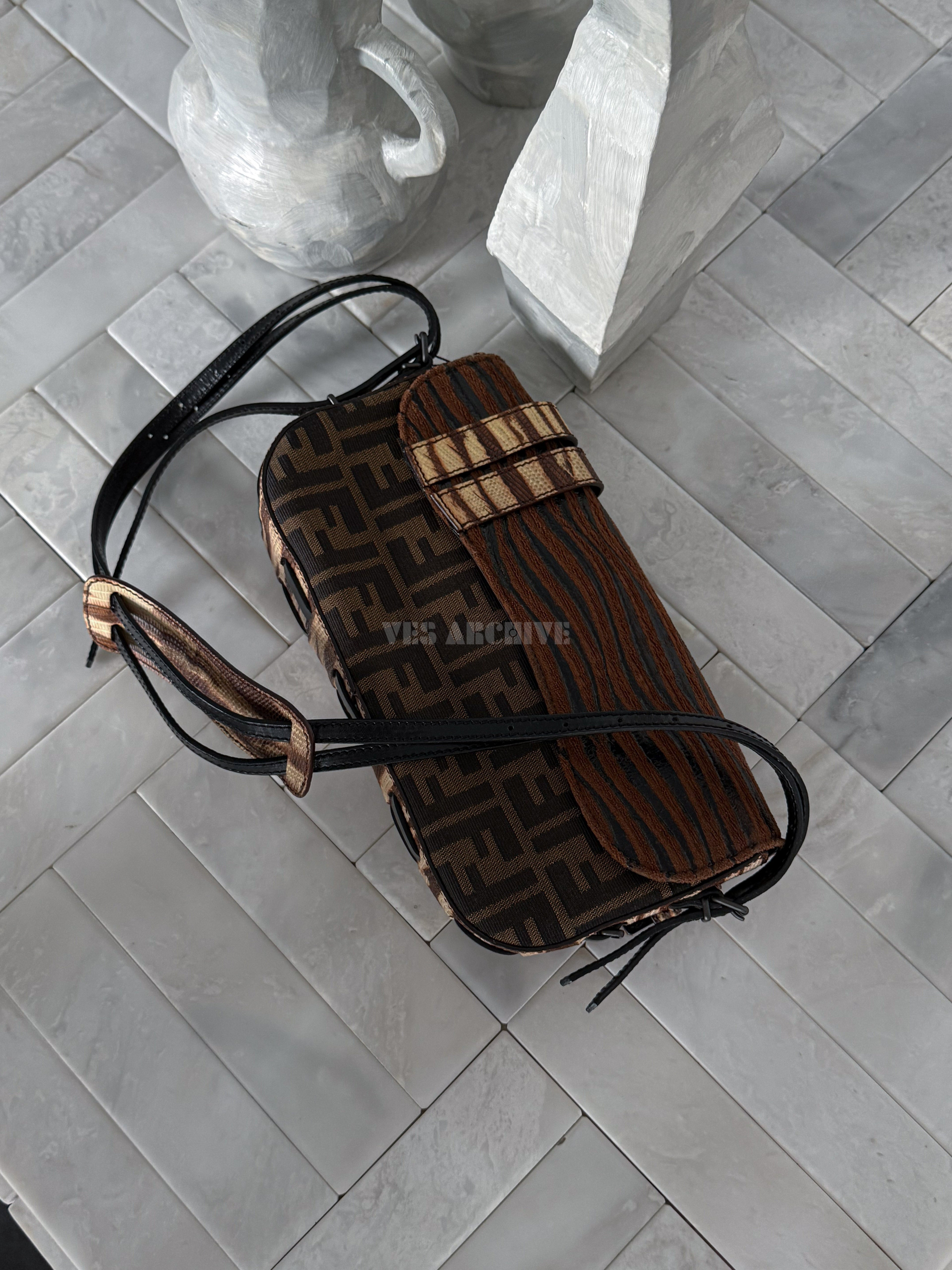 Fendi Zucca limited-edition zebra-print patchwork Baguette bag.