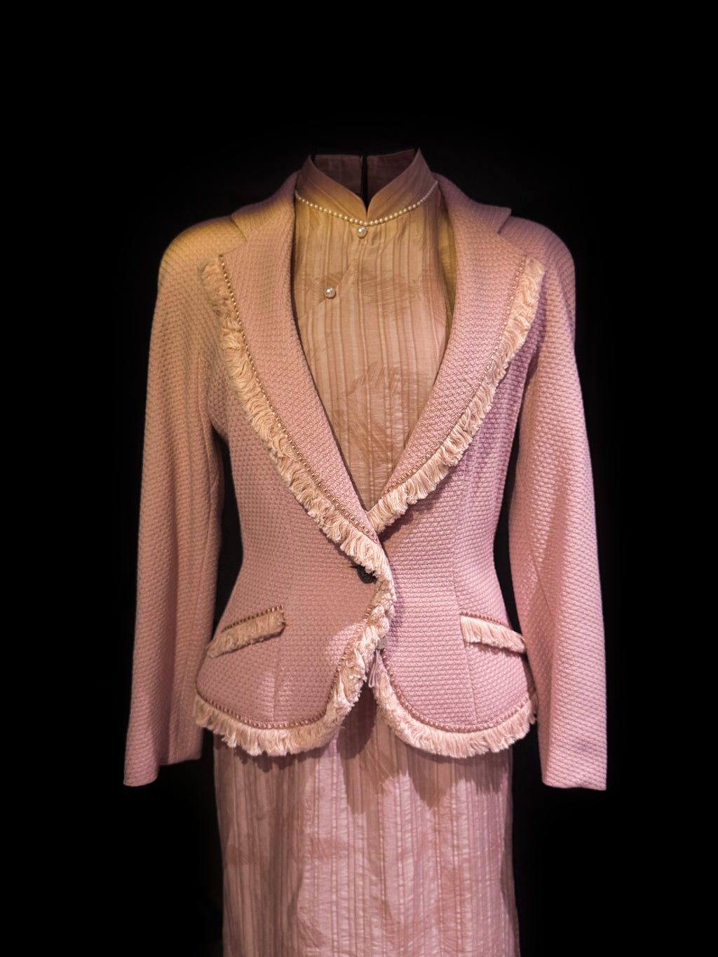 Dior 1997 runway pink fringe blazer