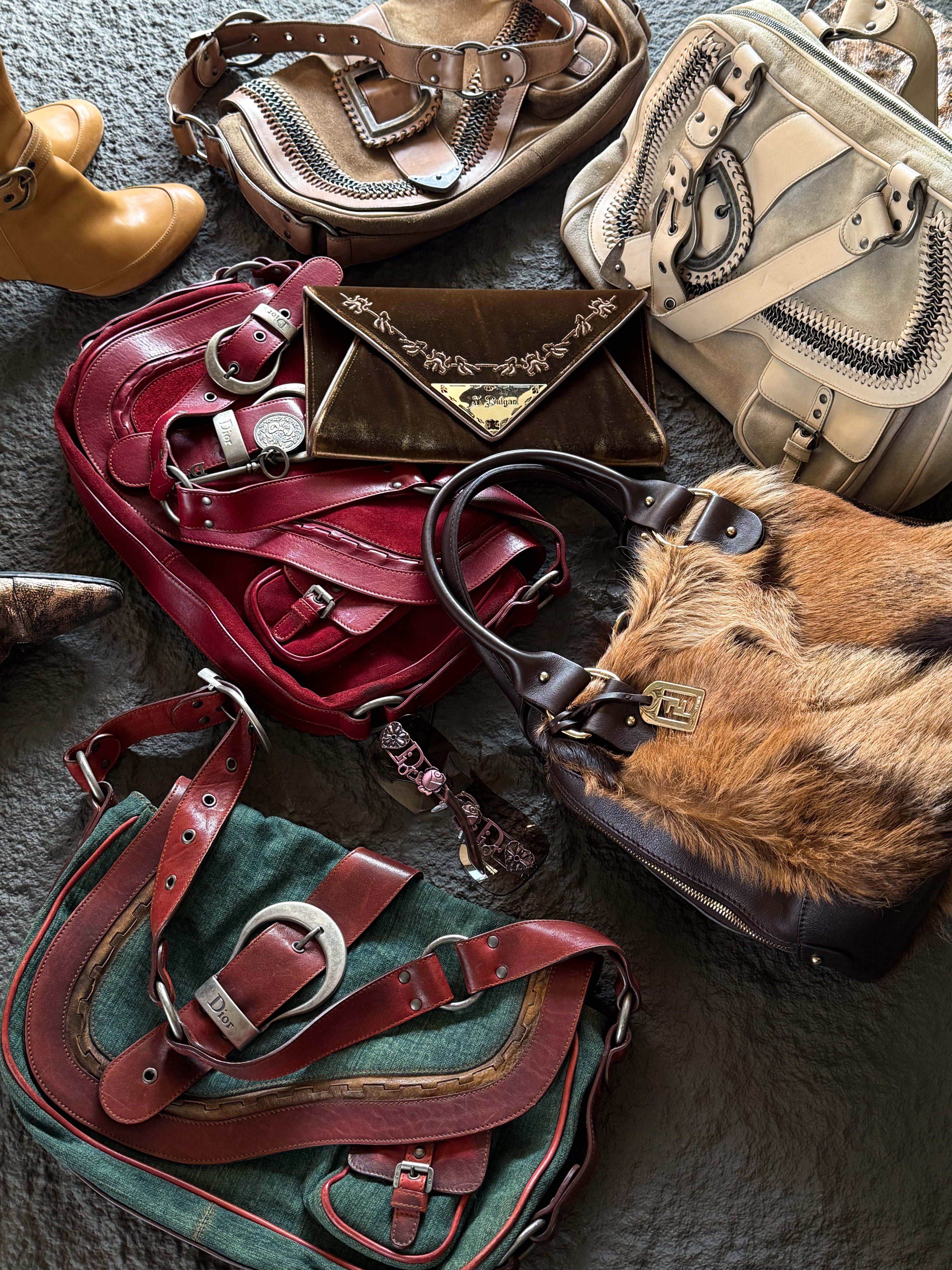 Fendi Antelope Hair Vintage Bowling Bag with Logo Plaque