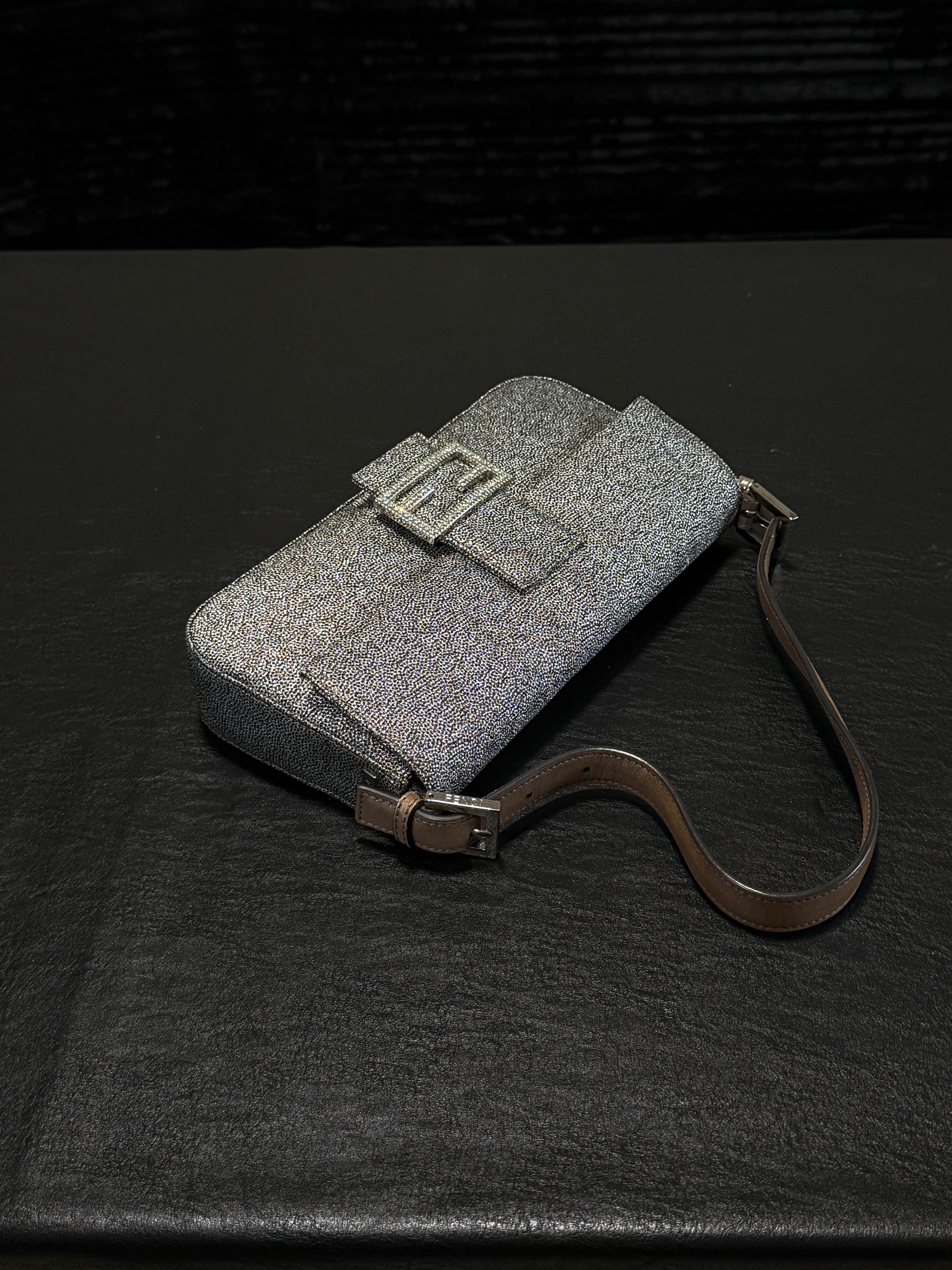 Fendi Baguette Bag Fabric with Crystal Detail