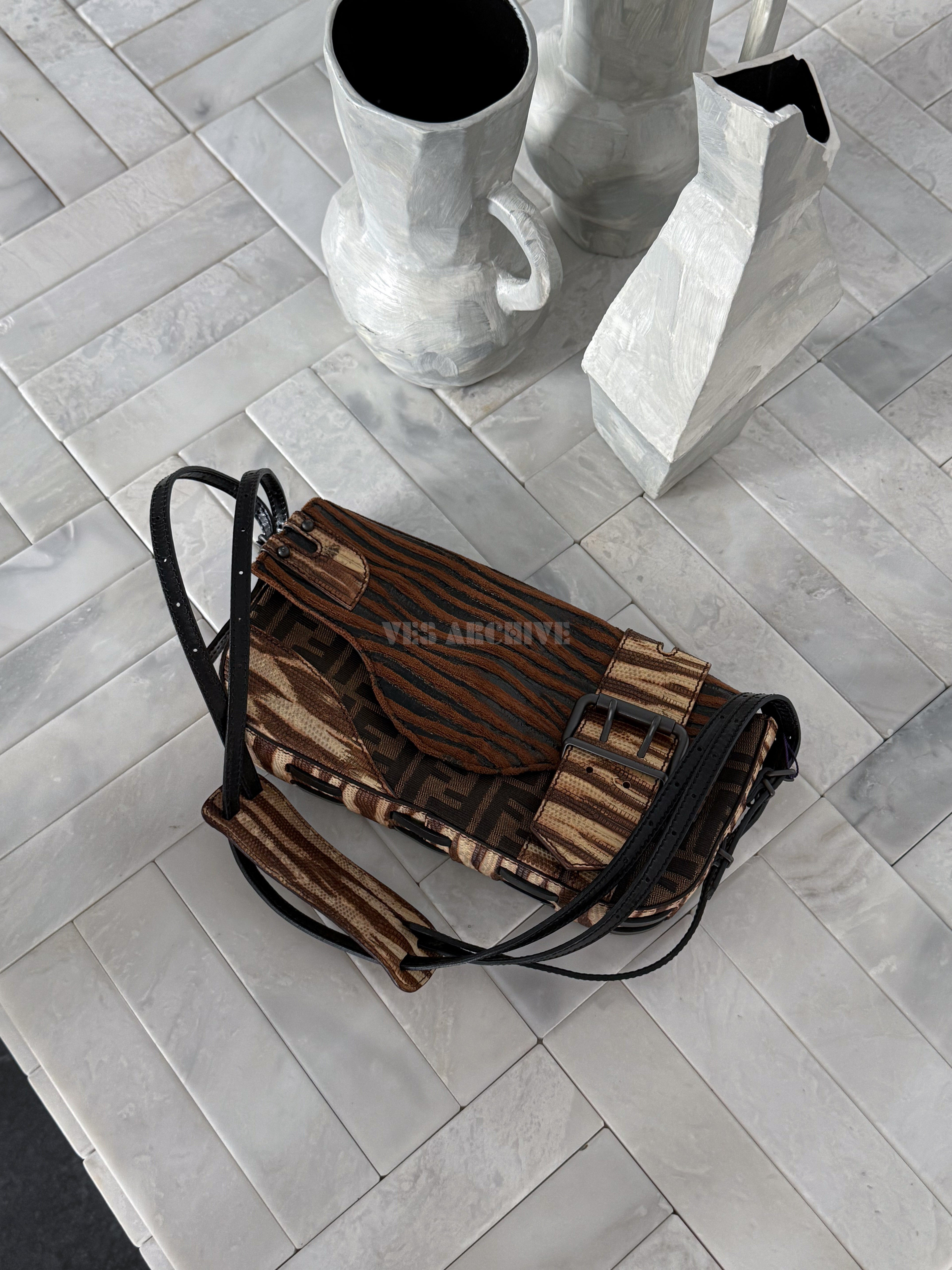 Fendi Zucca limited-edition zebra-print patchwork Baguette bag.