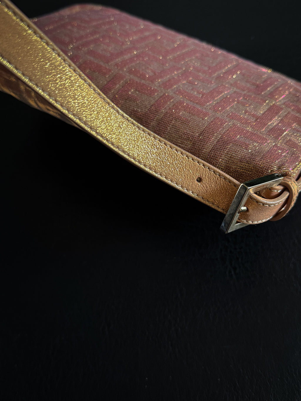 Fendi Pink and Gold Metallic Lurex Ombre Zucca Baguette