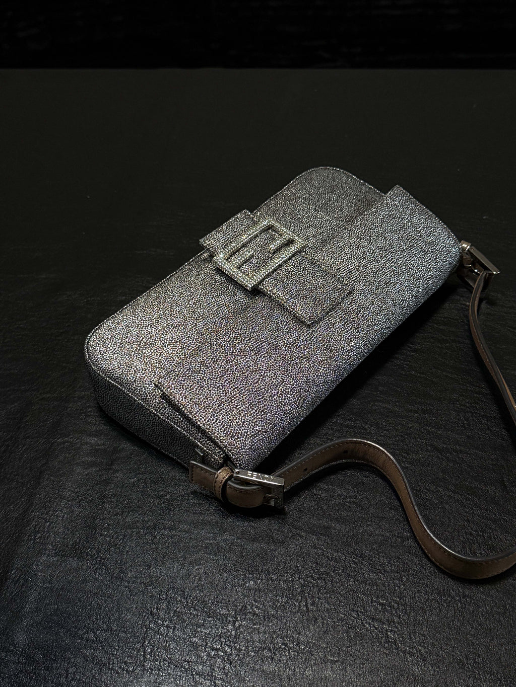 Fendi Baguette Bag Fabric with Crystal Detail