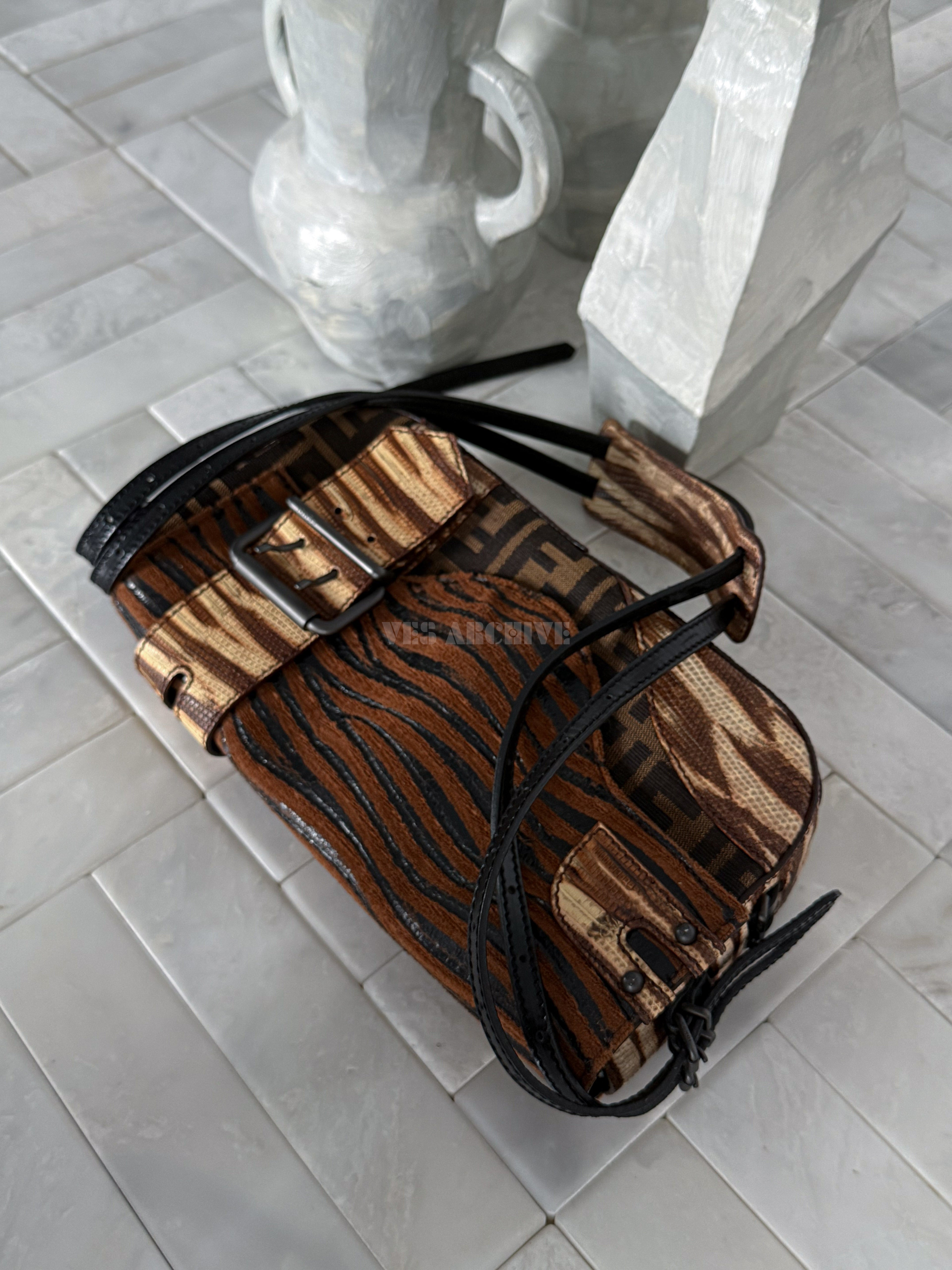 Fendi Zucca limited-edition zebra-print patchwork Baguette bag.