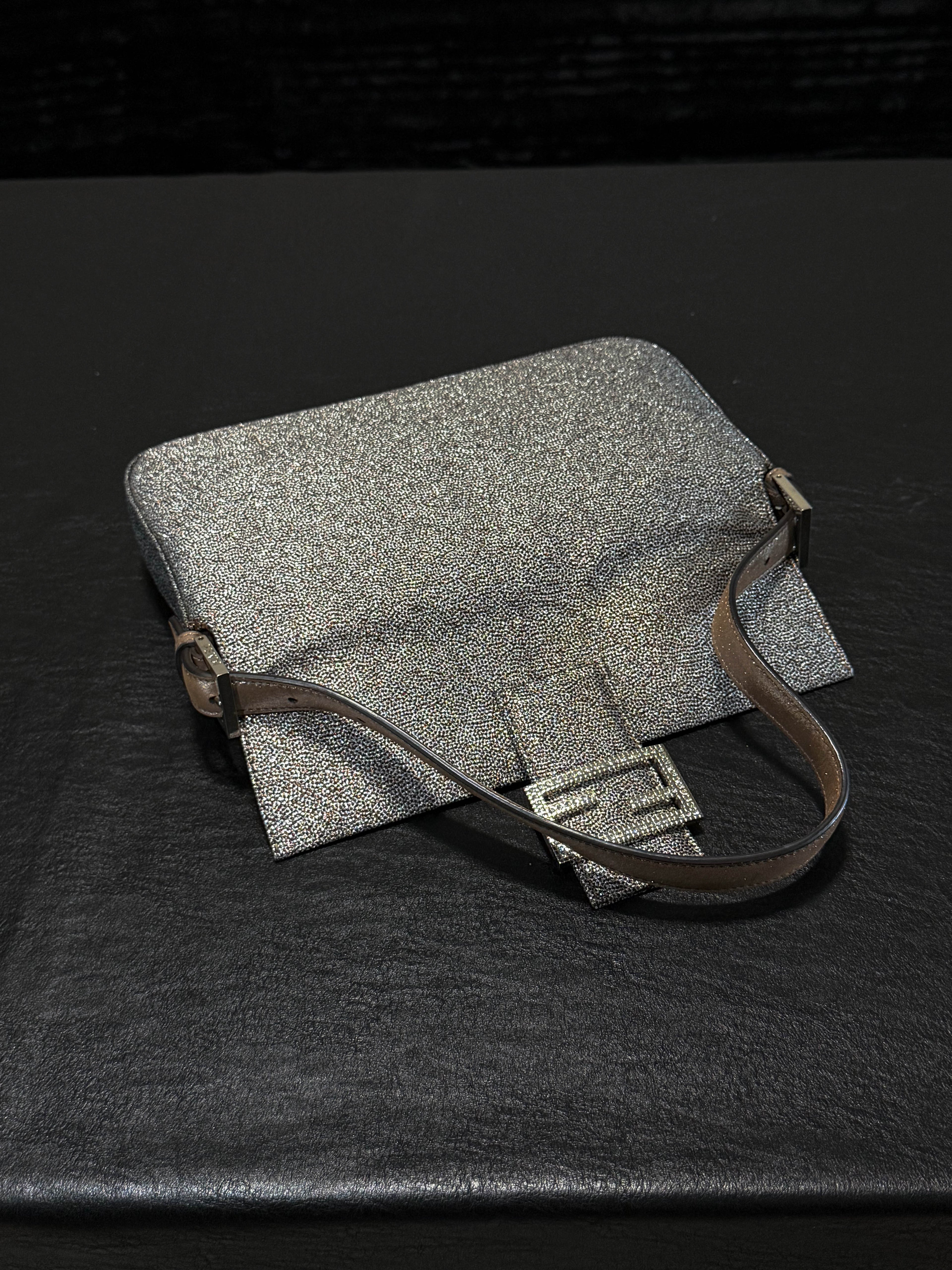 Fendi Baguette Bag Fabric with Crystal Detail