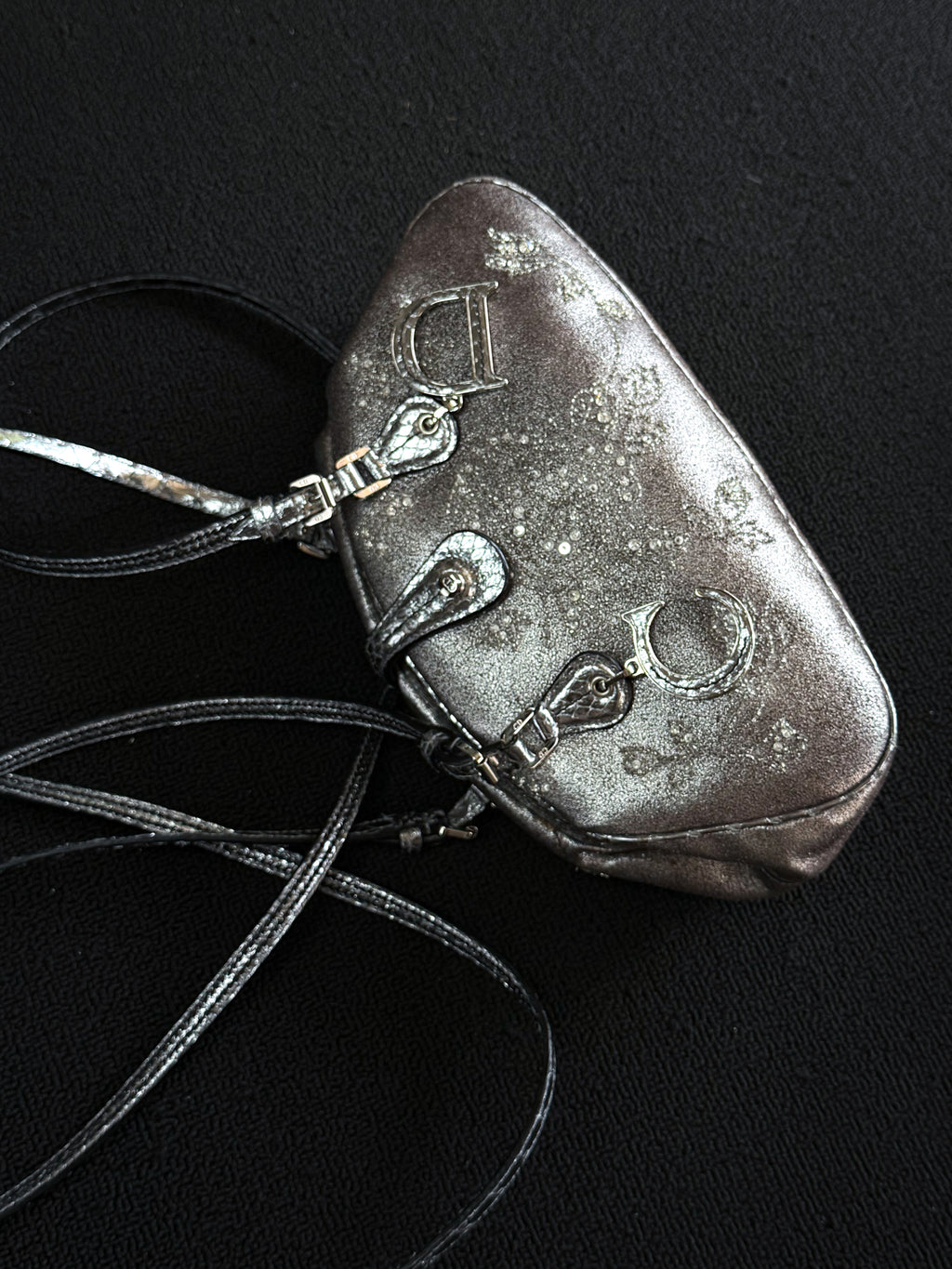 Dior silver snakeskin Limited edition  Detective clasp bag