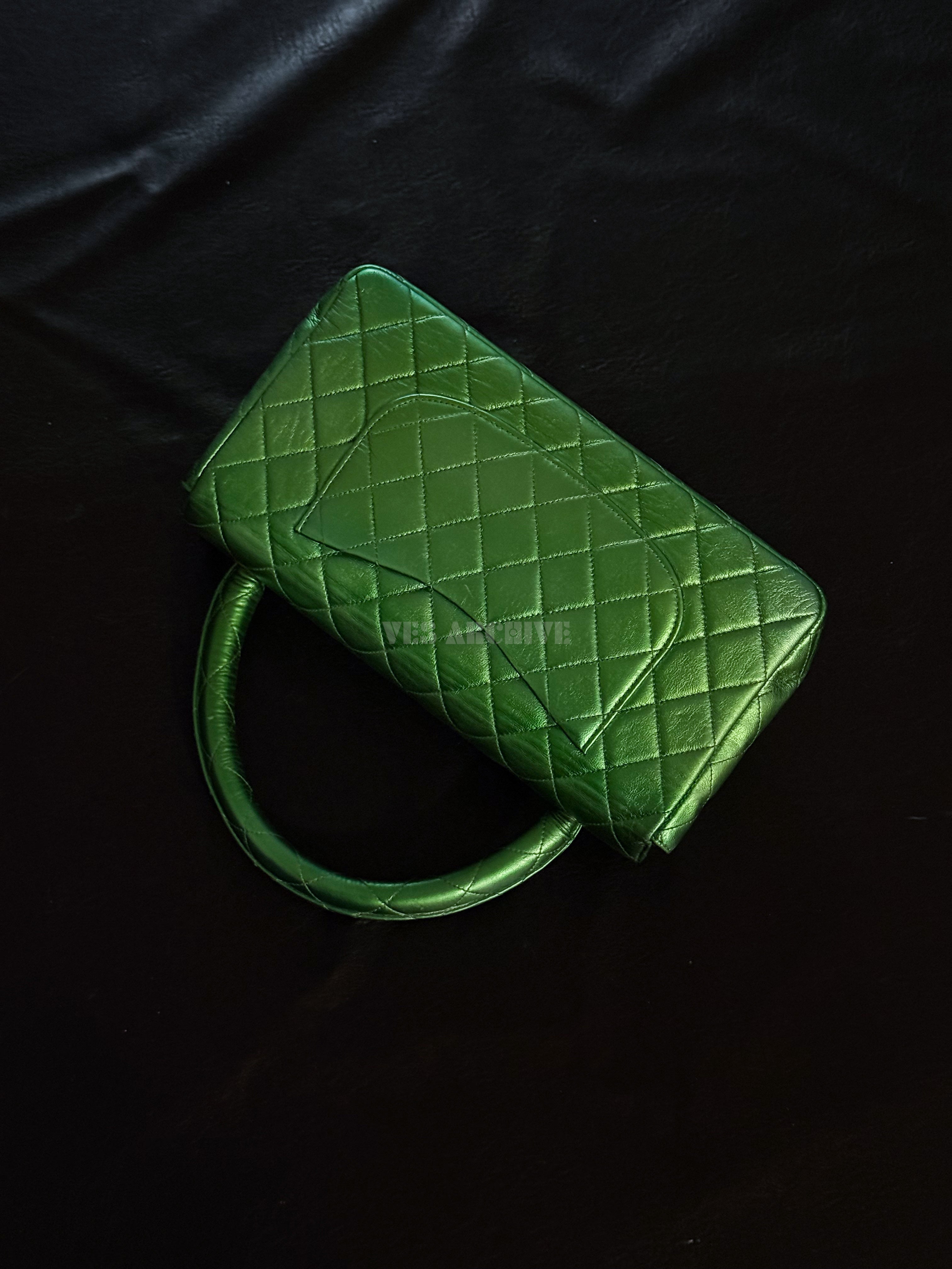 Chanel Coco Mark Matelasse Bag Parents Only Handbag Green Gold Leather
