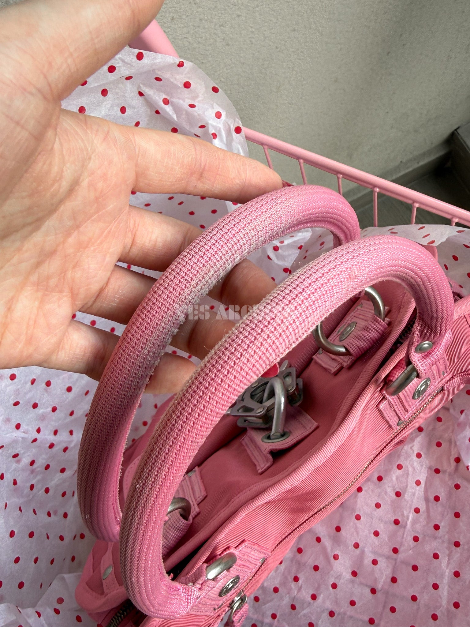 GG&L/George Gina & Lucy Pink Canvas Utility Shoulder Bag with Lock Detail