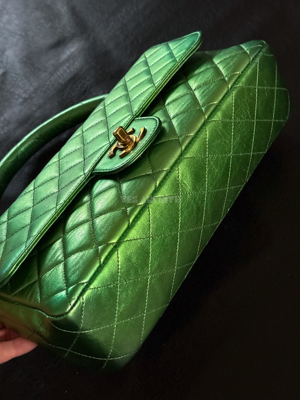 Chanel Coco Mark Matelasse Bag Parents Only Handbag Green Gold Leather
