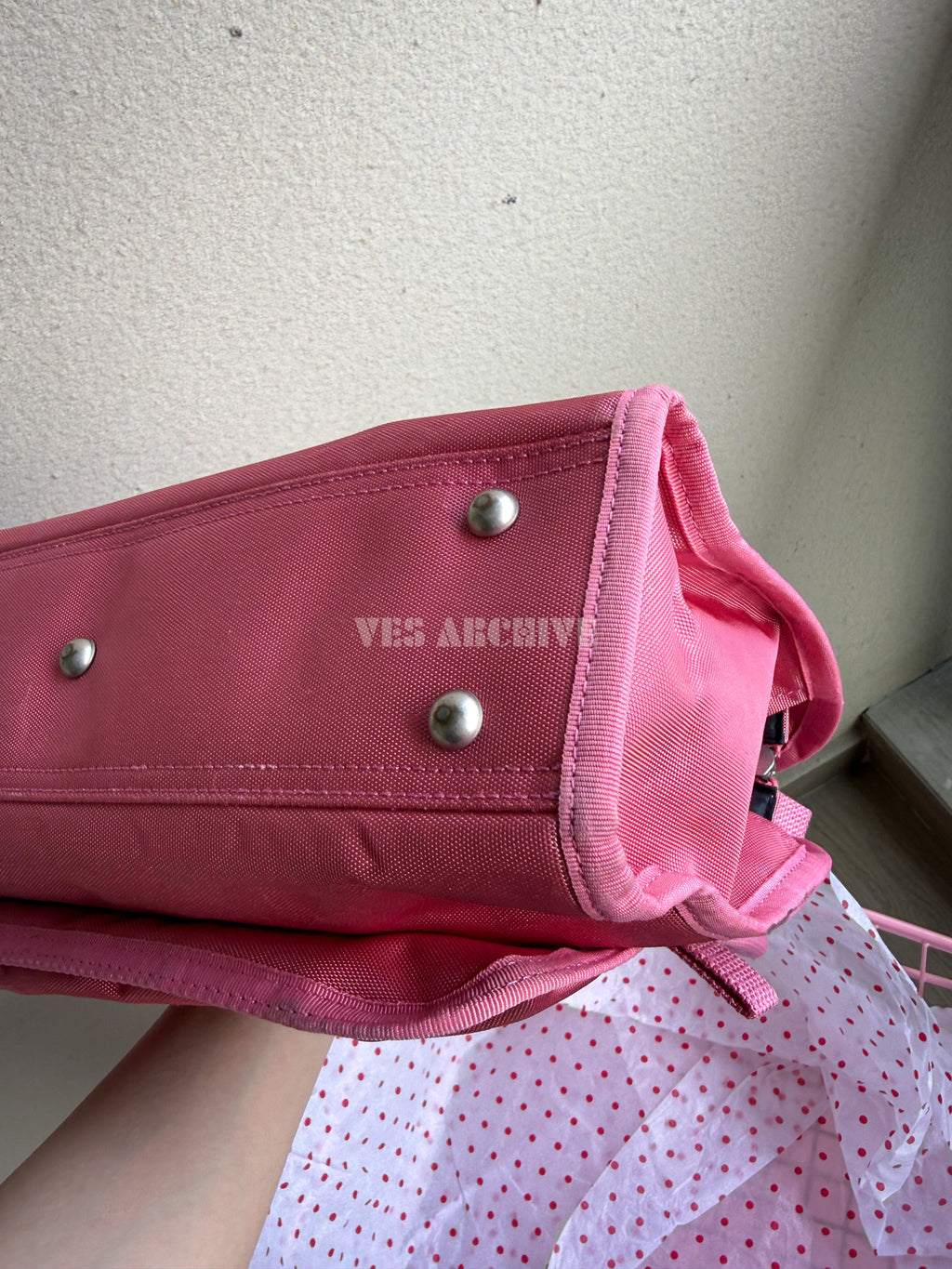 GG&L/George Gina & Lucy Pink Canvas Utility Shoulder Bag with Lock Detail