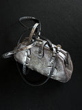Dior silver snakeskin Limited edition  Detective clasp bag