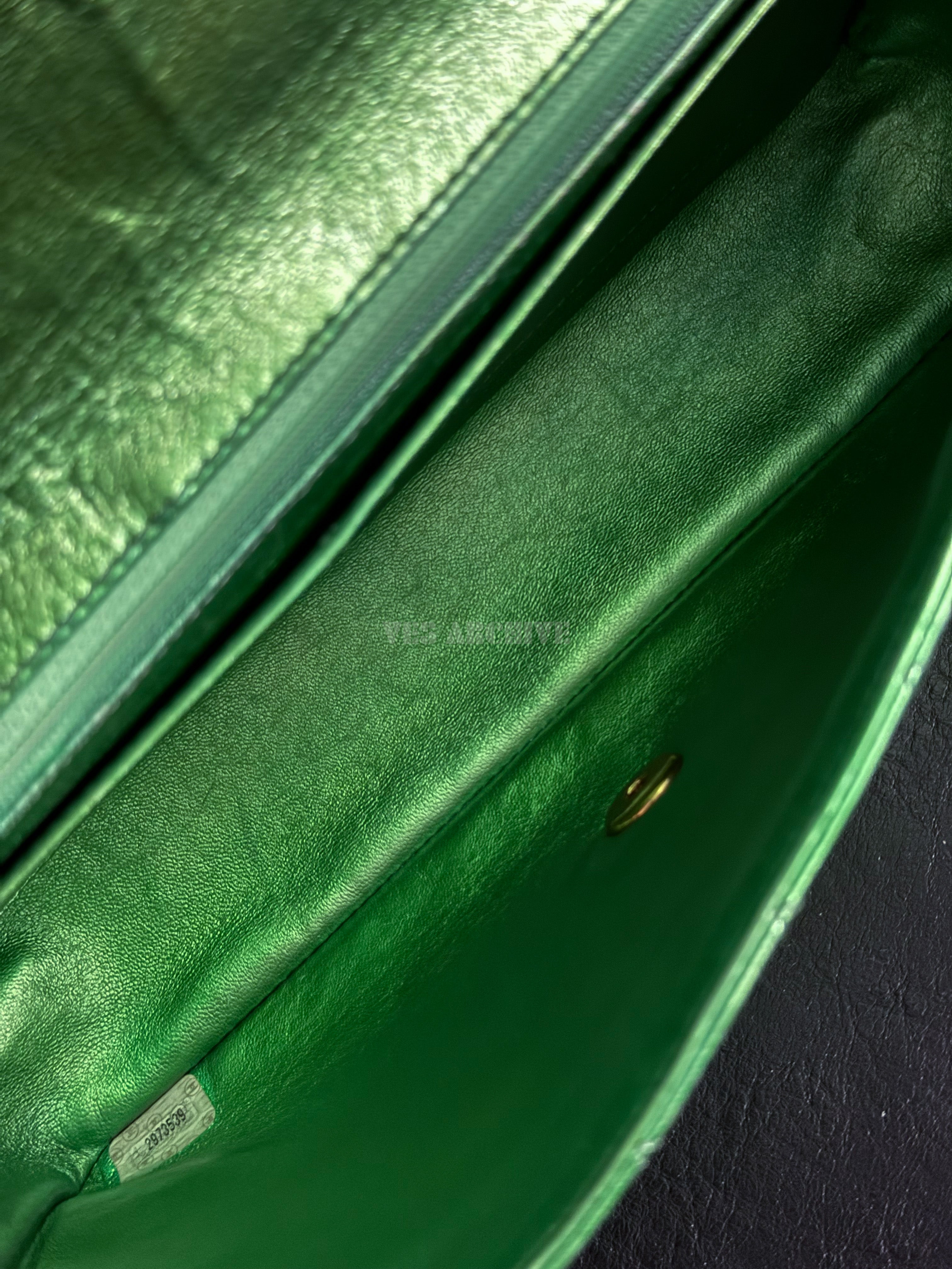 Chanel Coco Mark Matelasse Bag Parents Only Handbag Green Gold Leather