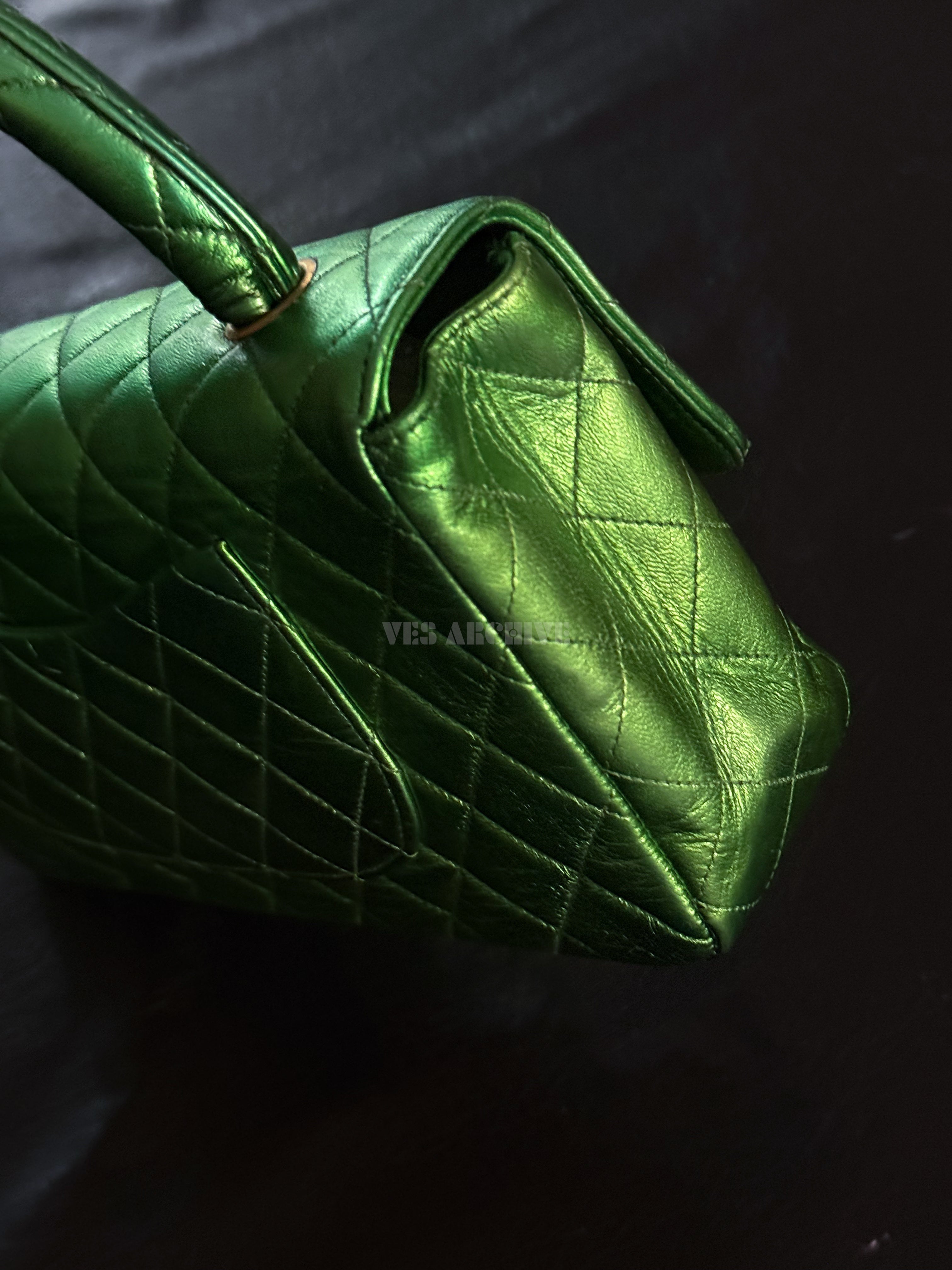 Chanel Coco Mark Matelasse Bag Parents Only Handbag Green Gold Leather