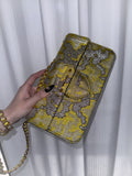 Prada gold-thread embroidered brocade satin shoulder bag