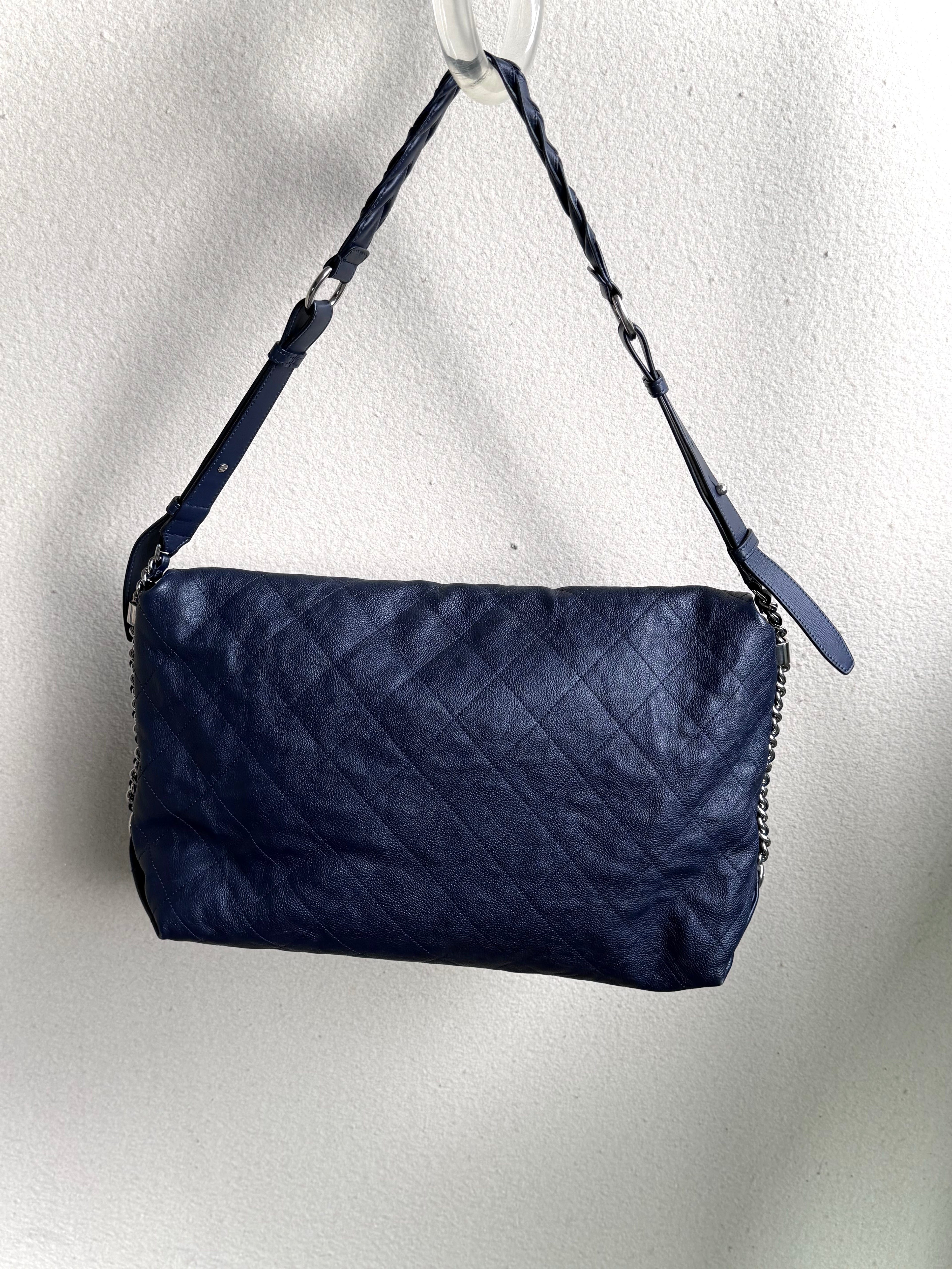 Chanel Navy Quilted Leather Relax CC Shoulder Bag