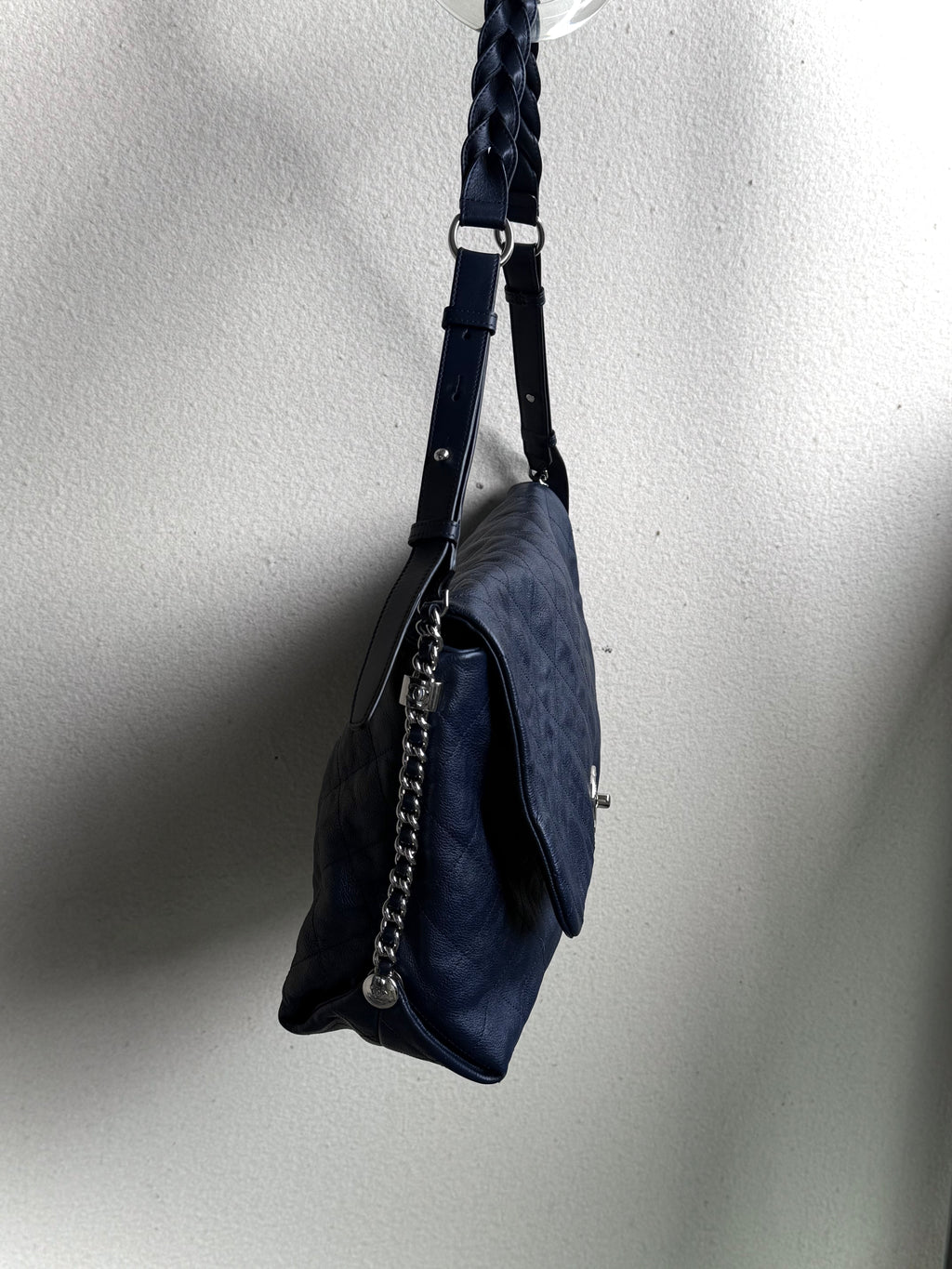 Chanel Navy Quilted Leather Relax CC Shoulder Bag