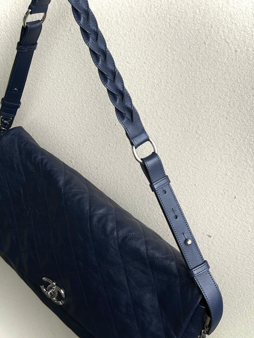 Chanel Navy Quilted Leather Relax CC Shoulder Bag