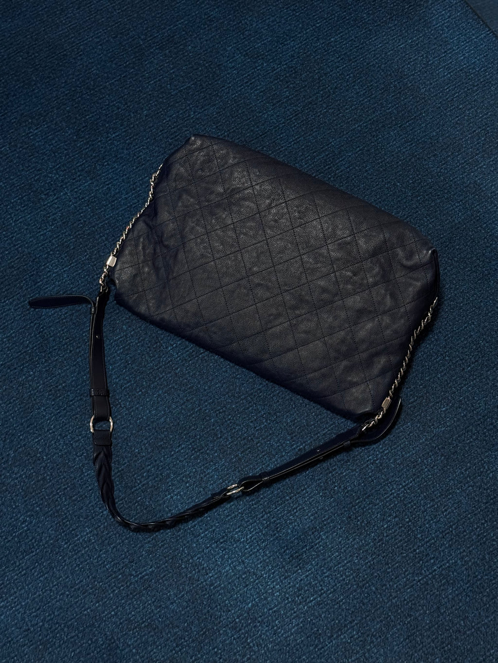 Chanel Navy Quilted Leather Relax CC Shoulder Bag
