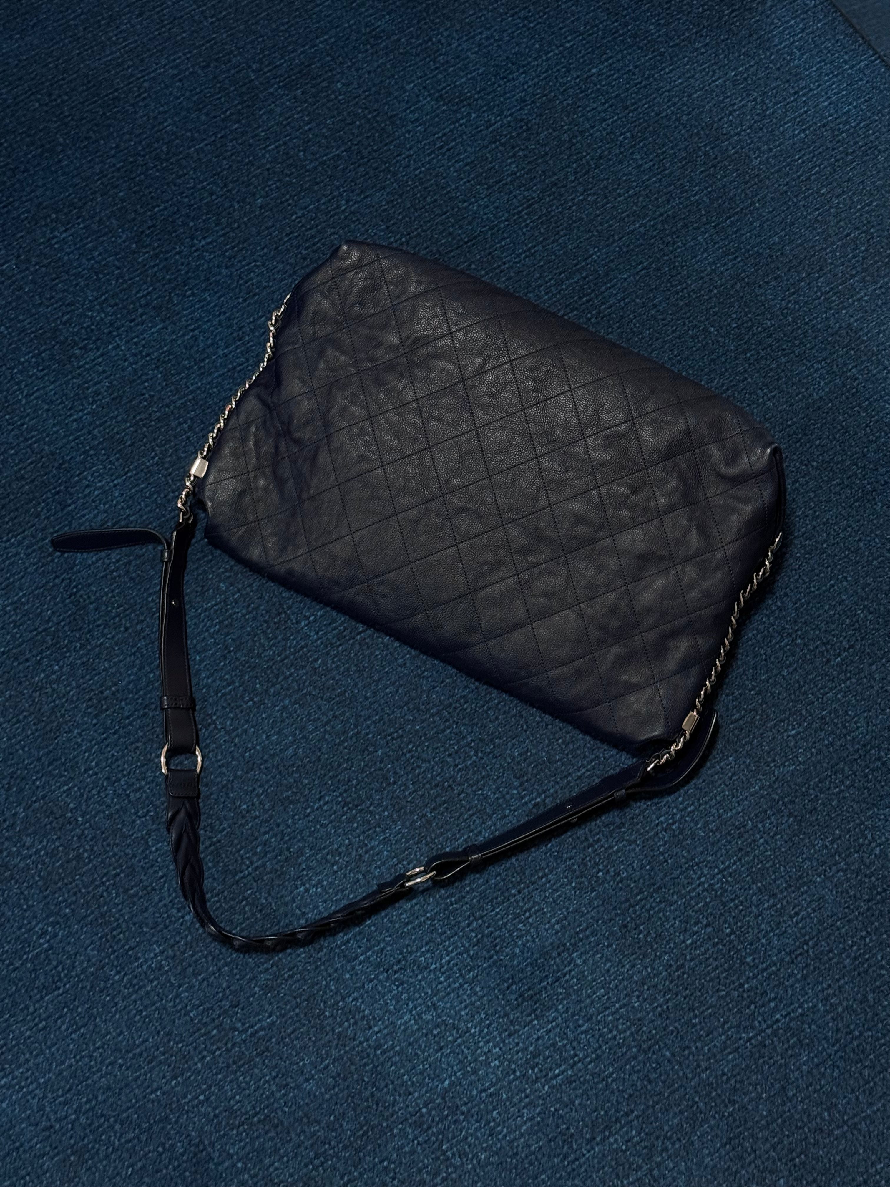 Chanel Navy Quilted Leather Relax CC Shoulder Bag