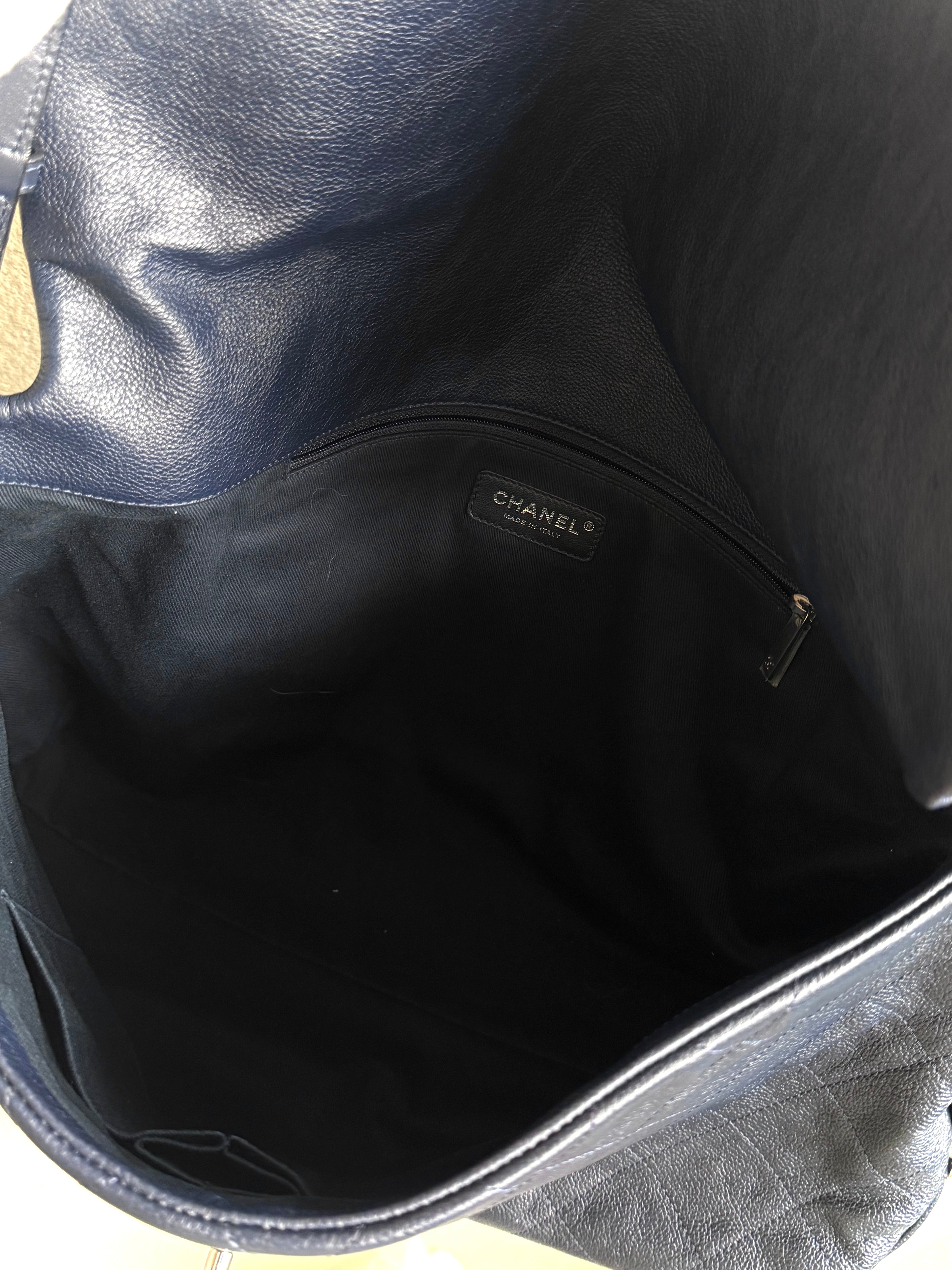 Chanel Navy Quilted Leather Relax CC Shoulder Bag