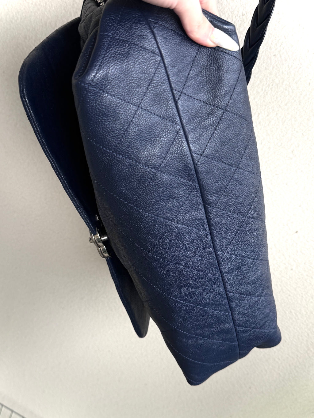 Chanel Navy Quilted Leather Relax CC Shoulder Bag