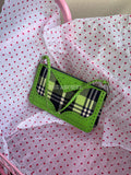 Dior 2004 Runway Green Lace Plaid Shoulder Bag