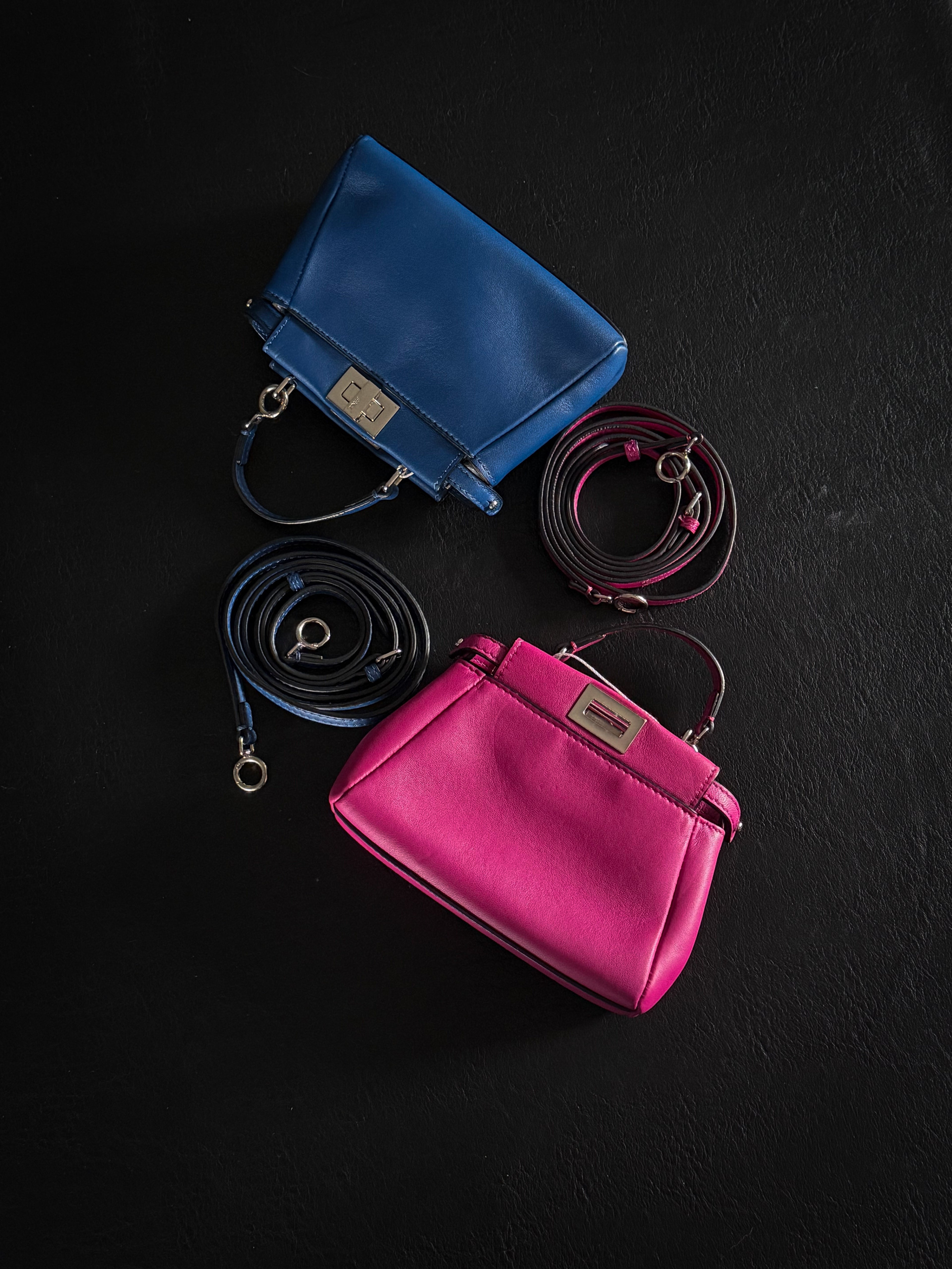 Fendi Blue Leather Micro Peekaboo Crossbody Bag