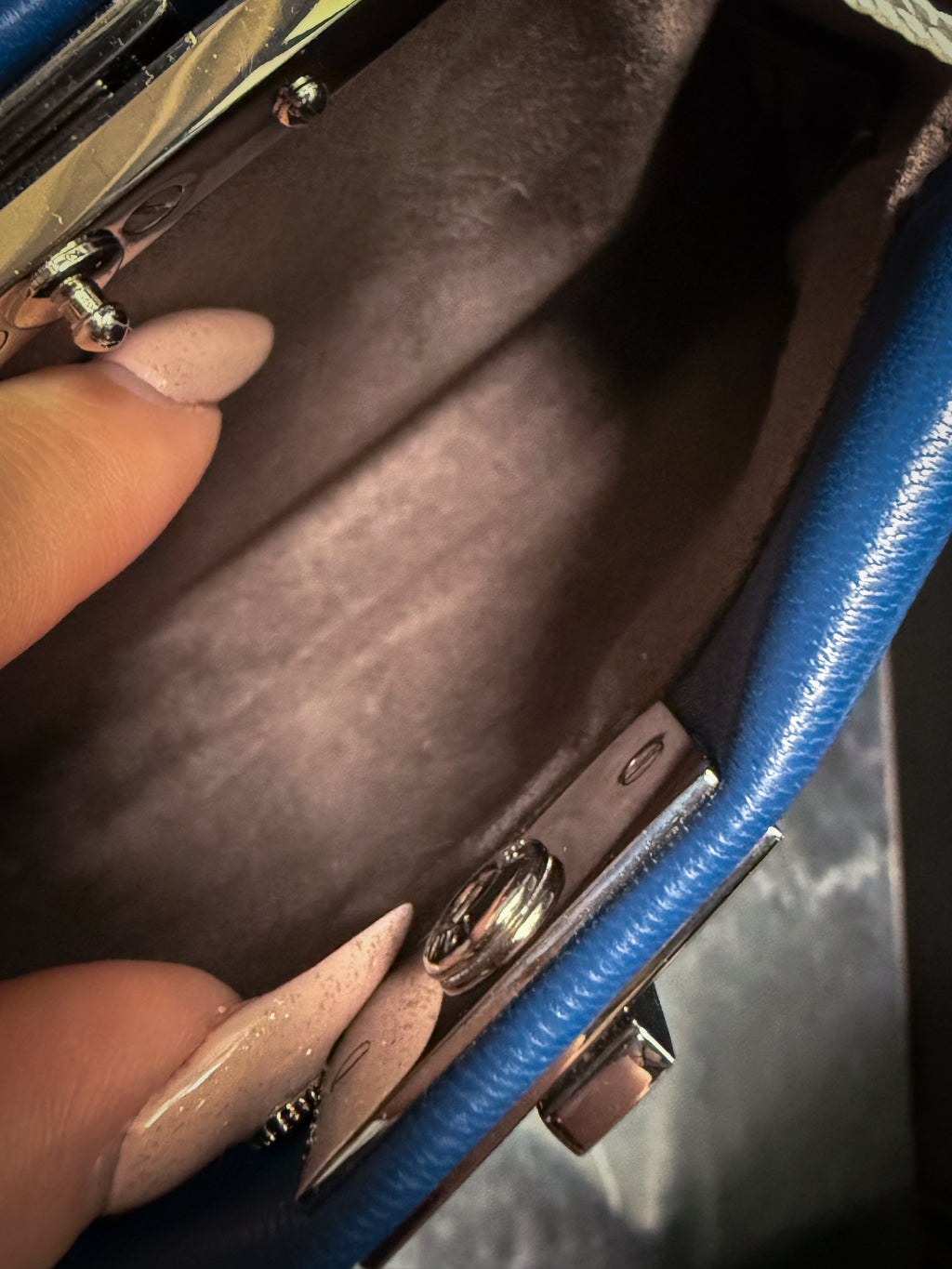 Fendi Blue Leather Micro Peekaboo Crossbody Bag