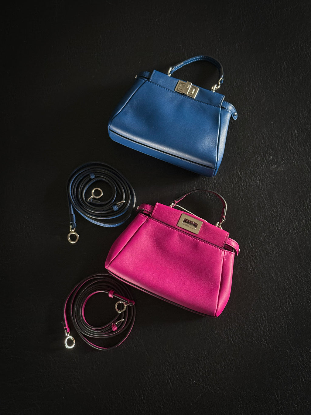 Fendi Blue Leather Micro Peekaboo Crossbody Bag