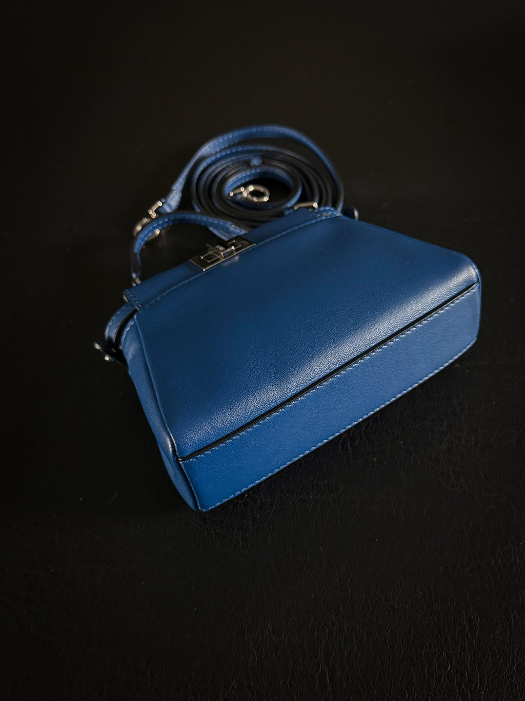 Fendi Blue Leather Micro Peekaboo Crossbody Bag