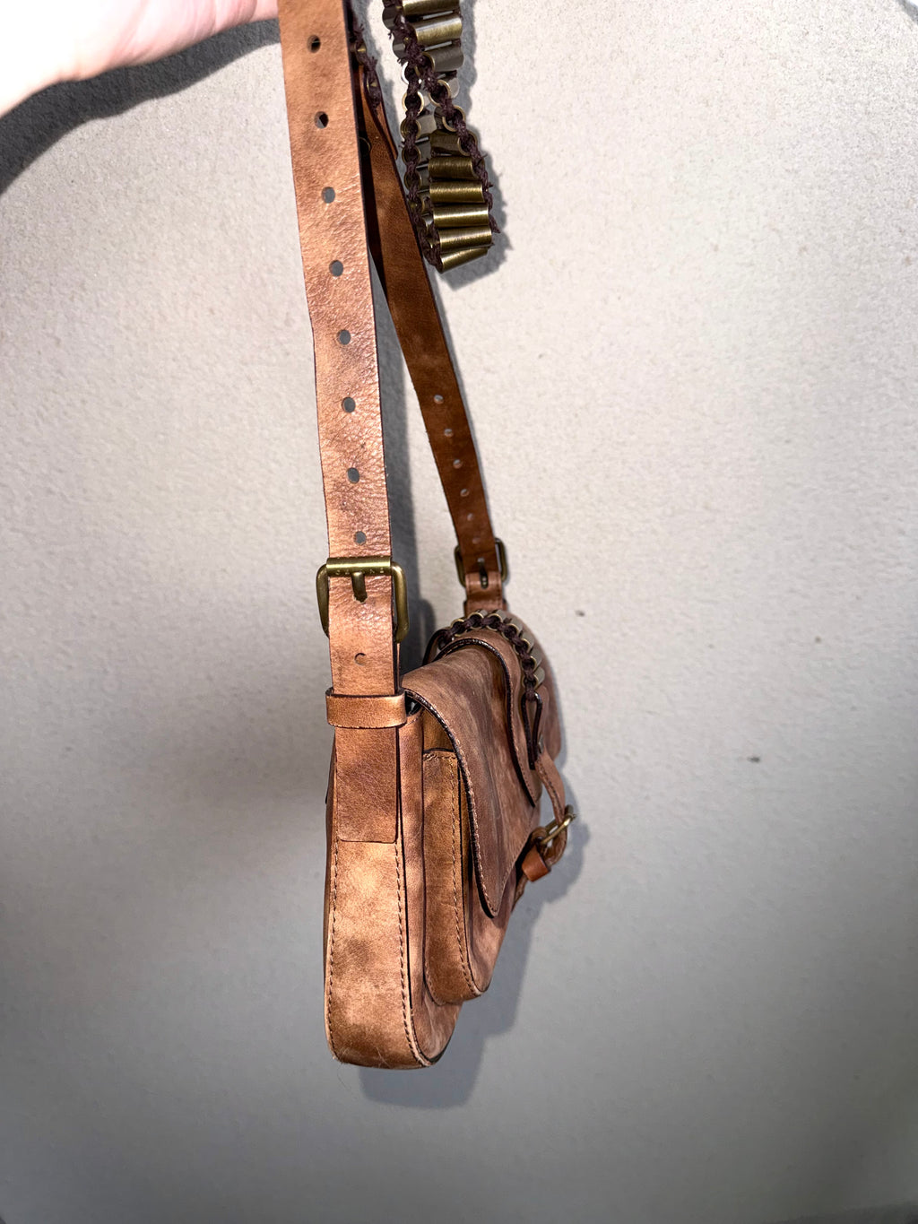 Celine Brown Leather Flap Shoulder Bag