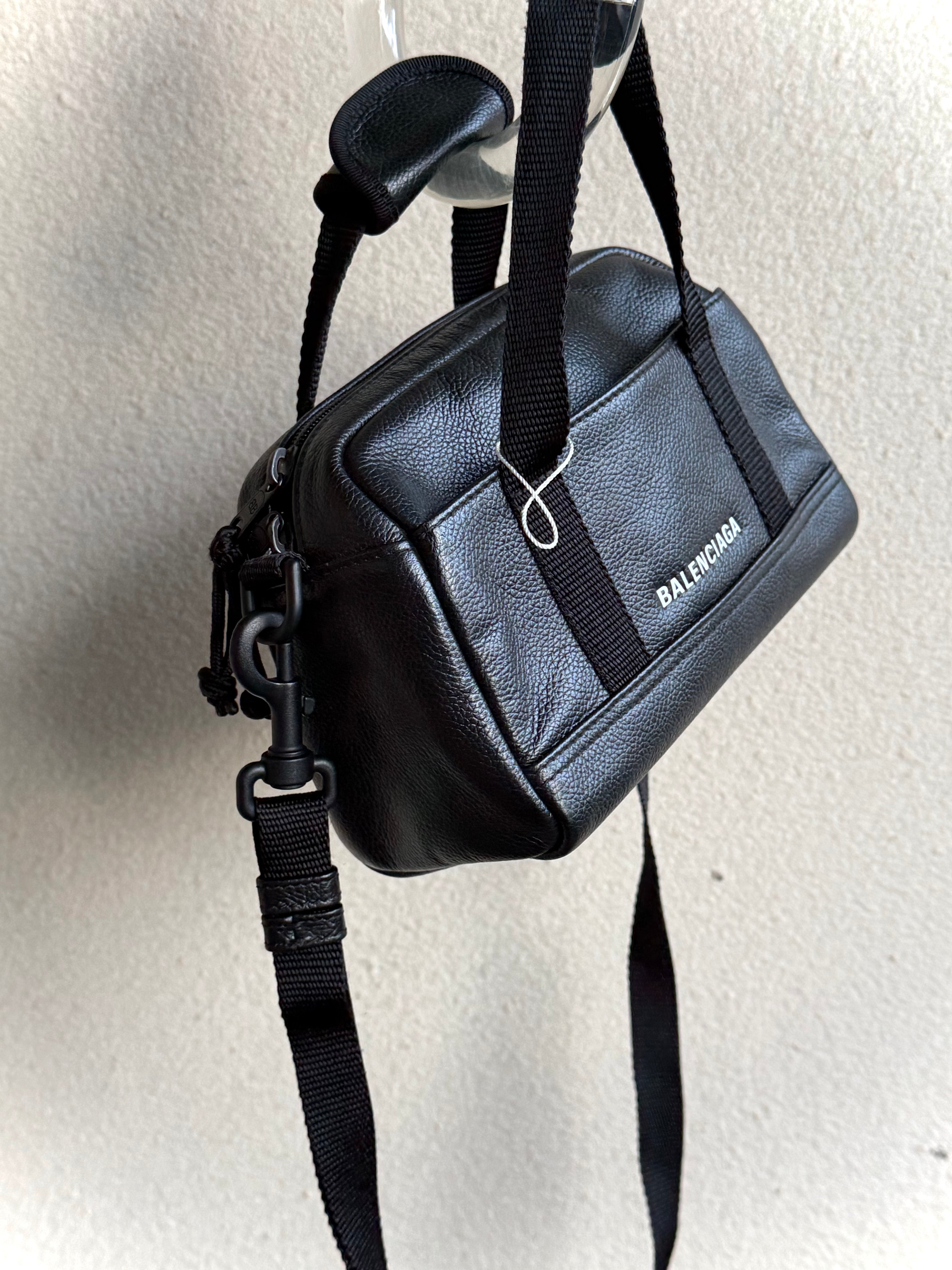 Balenciaga Black Leather Explorer XS Duffle Bag