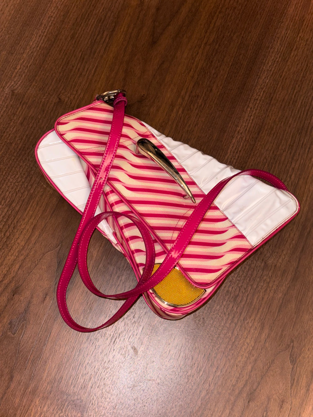 Dior 1947 Cadillac Saddle Bag in Pink Candy Stripes