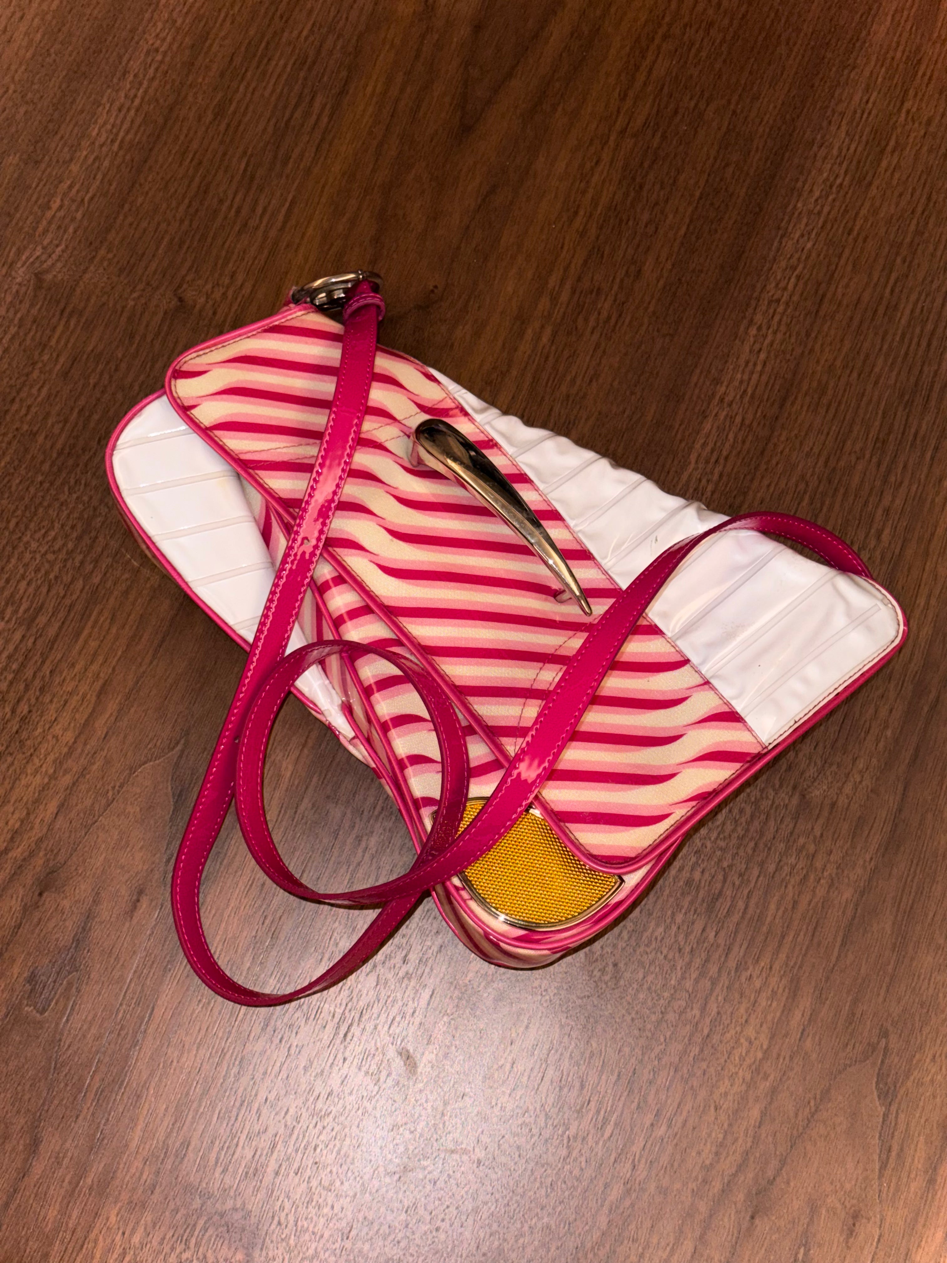 Dior 1947 Cadillac Saddle Bag in Pink Candy Stripes