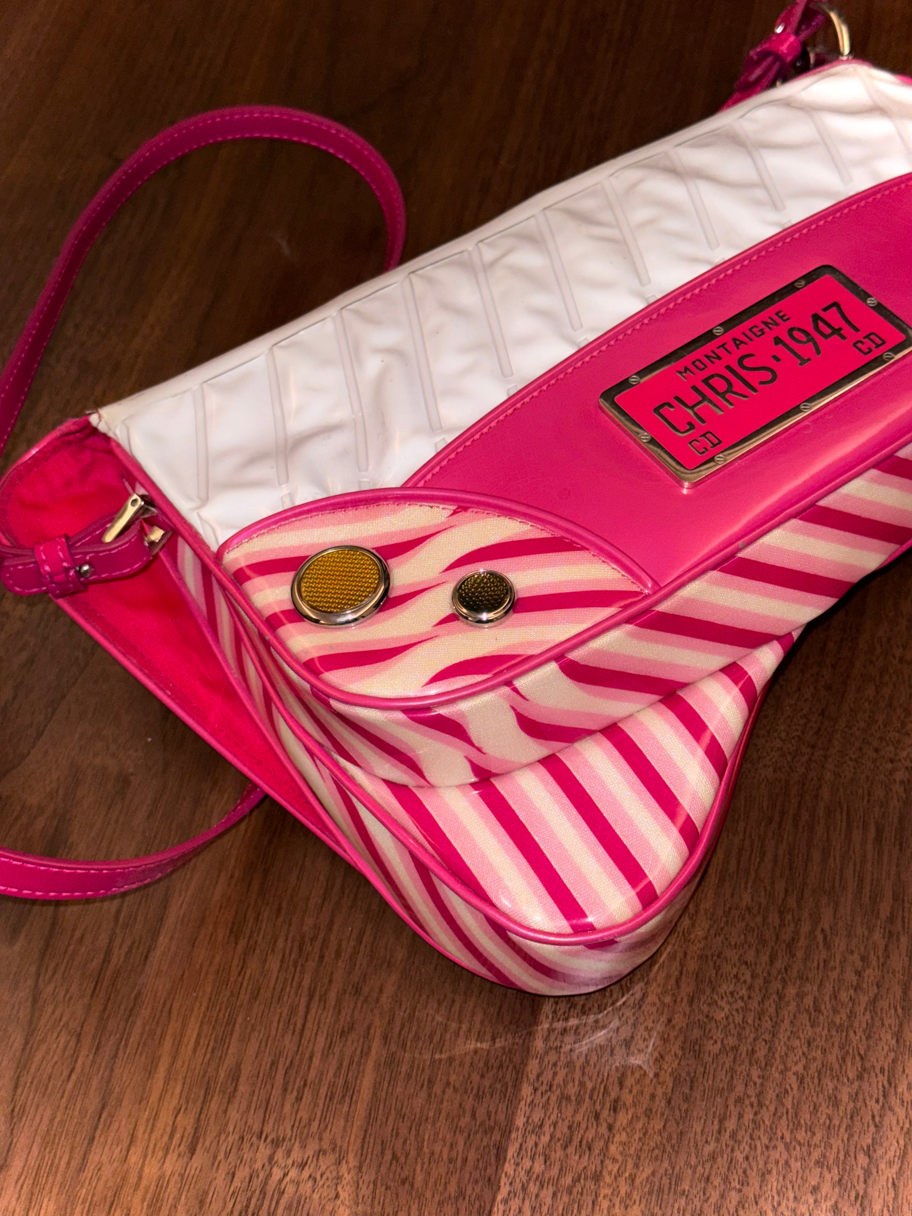 Dior 1947 Cadillac Saddle Bag in Pink Candy Stripes
