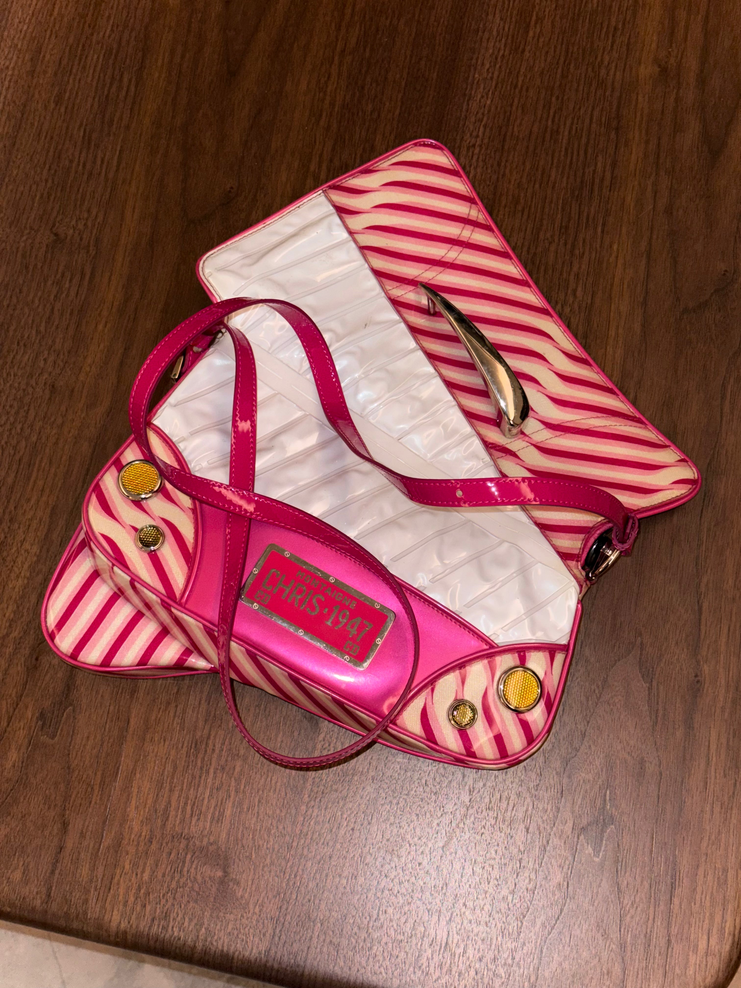 Dior 1947 Cadillac Saddle Bag in Pink Candy Stripes