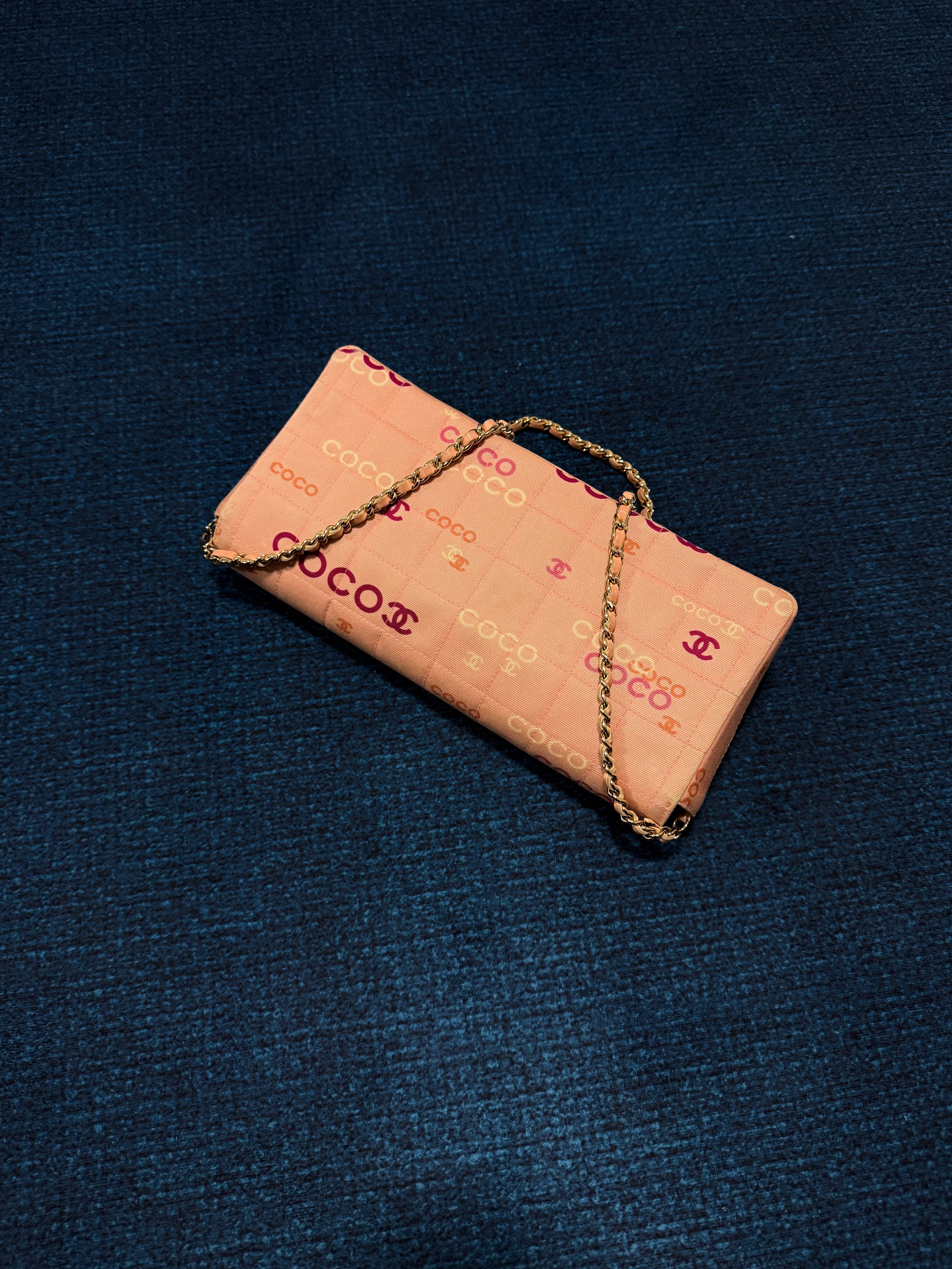 Chanel Pink Canvas COCO East West Choco Bar Shoulder Bag