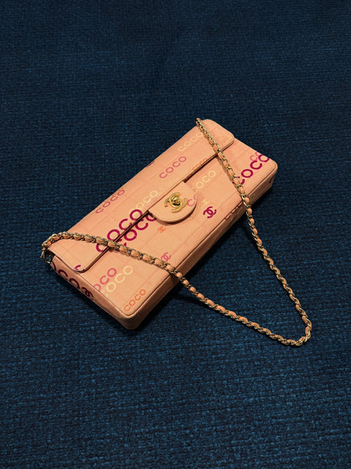 Chanel Pink Canvas COCO East West Choco Bar Shoulder Bag