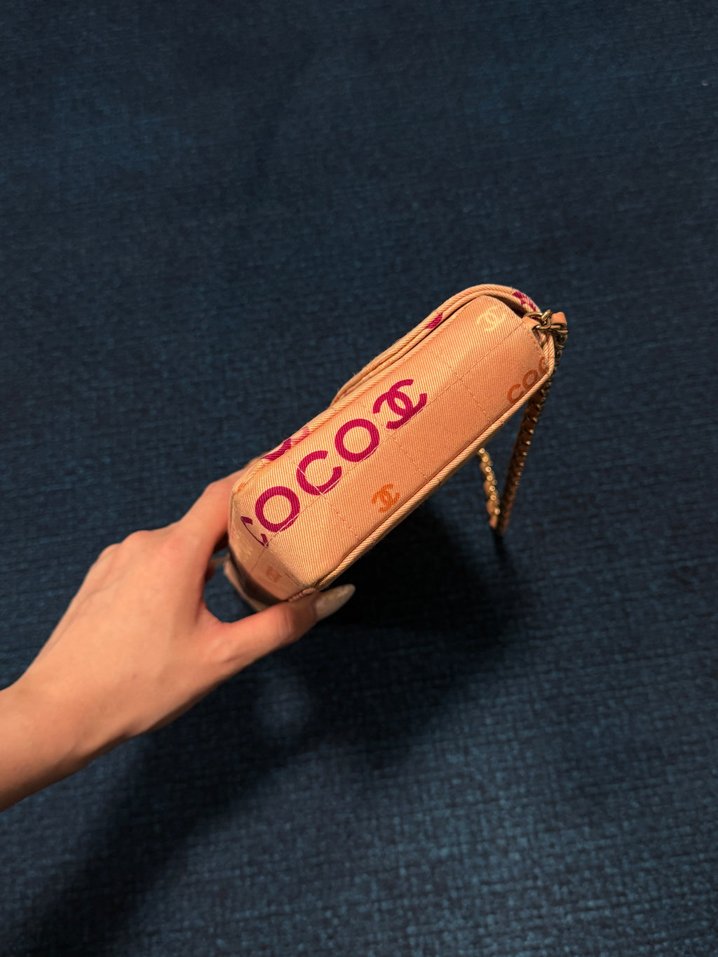 Chanel Pink Canvas COCO East West Choco Bar Shoulder Bag