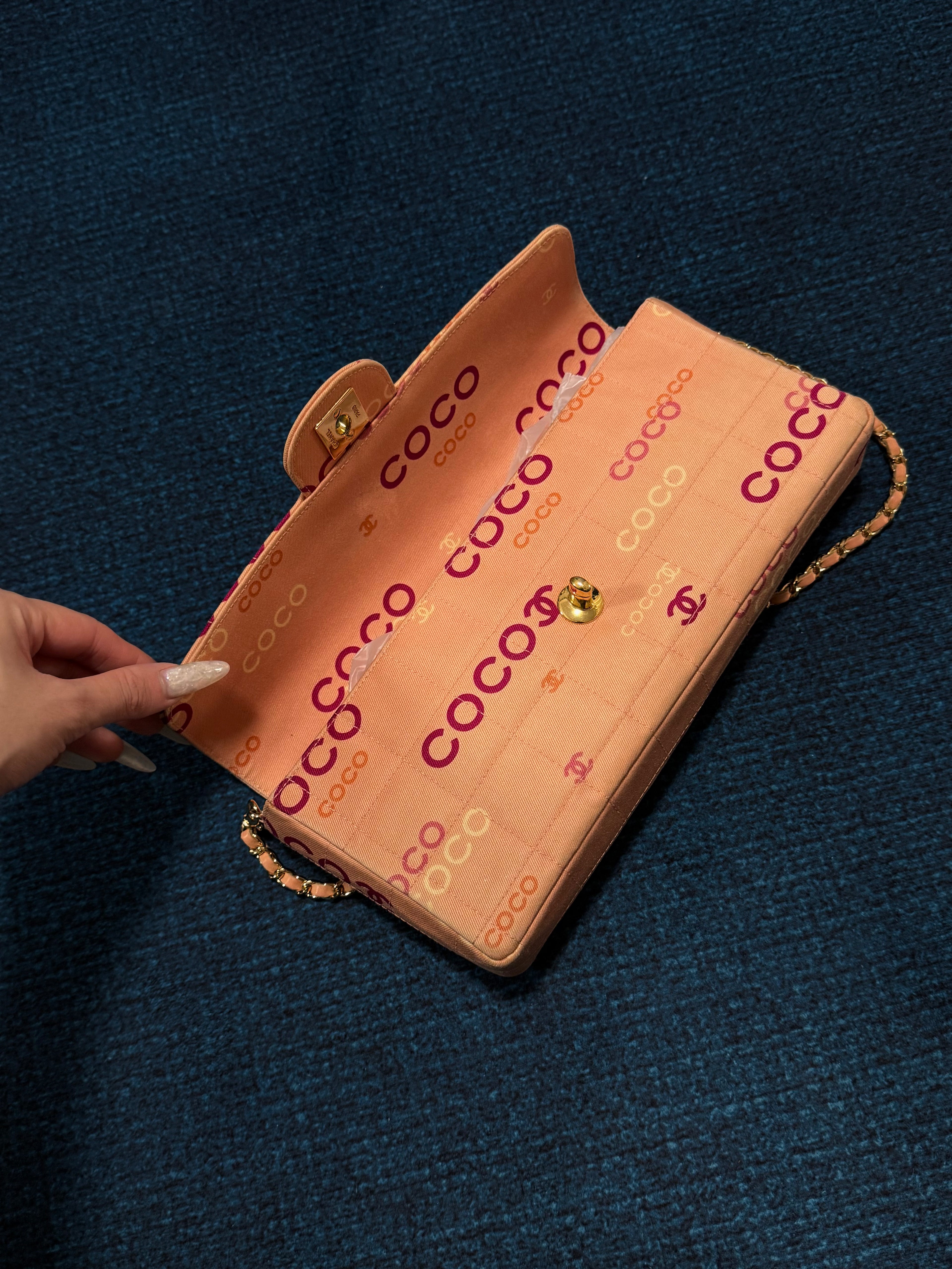 Chanel Pink Canvas COCO East West Choco Bar Shoulder Bag